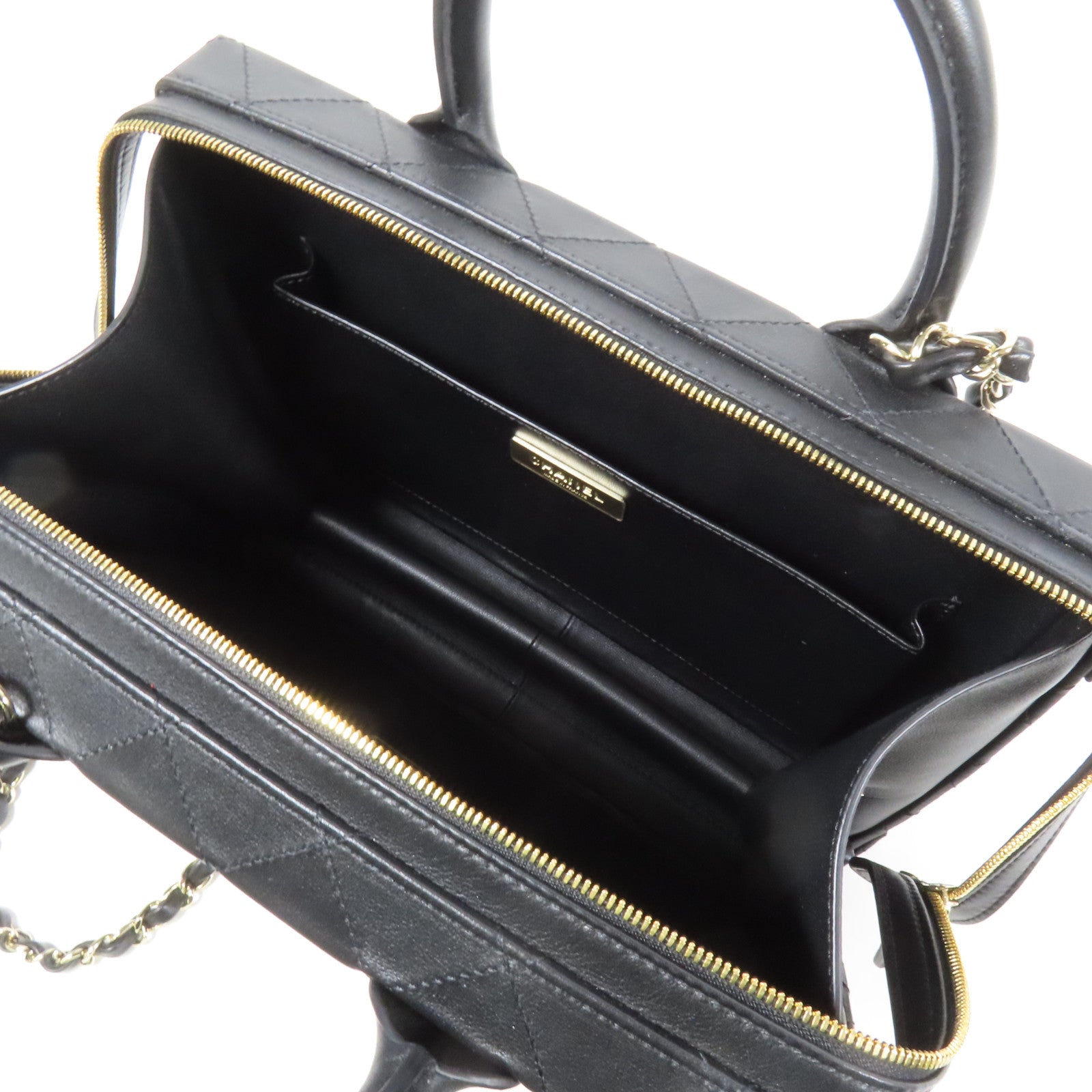 CHANEL 牛皮皮革Vanity Case金扣手挽肩背兩用袋