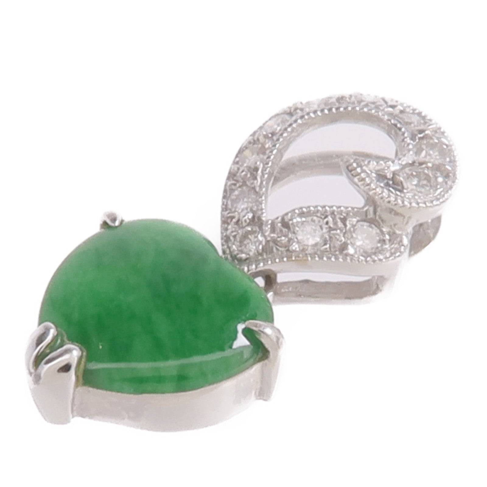 JEWELRY 18K白金Jade Diamond Pendant Top翡翠/鑽石吊墜