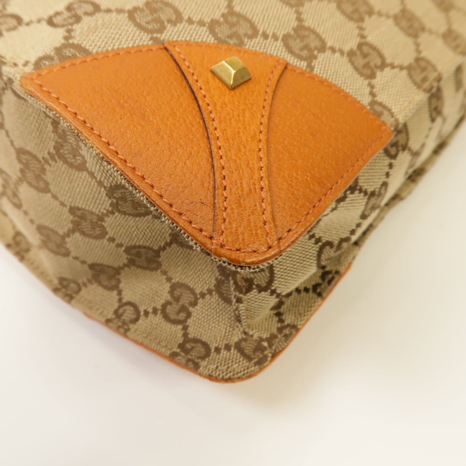 GUCCI 帆布Hand Bag金扣手挽袋啡色