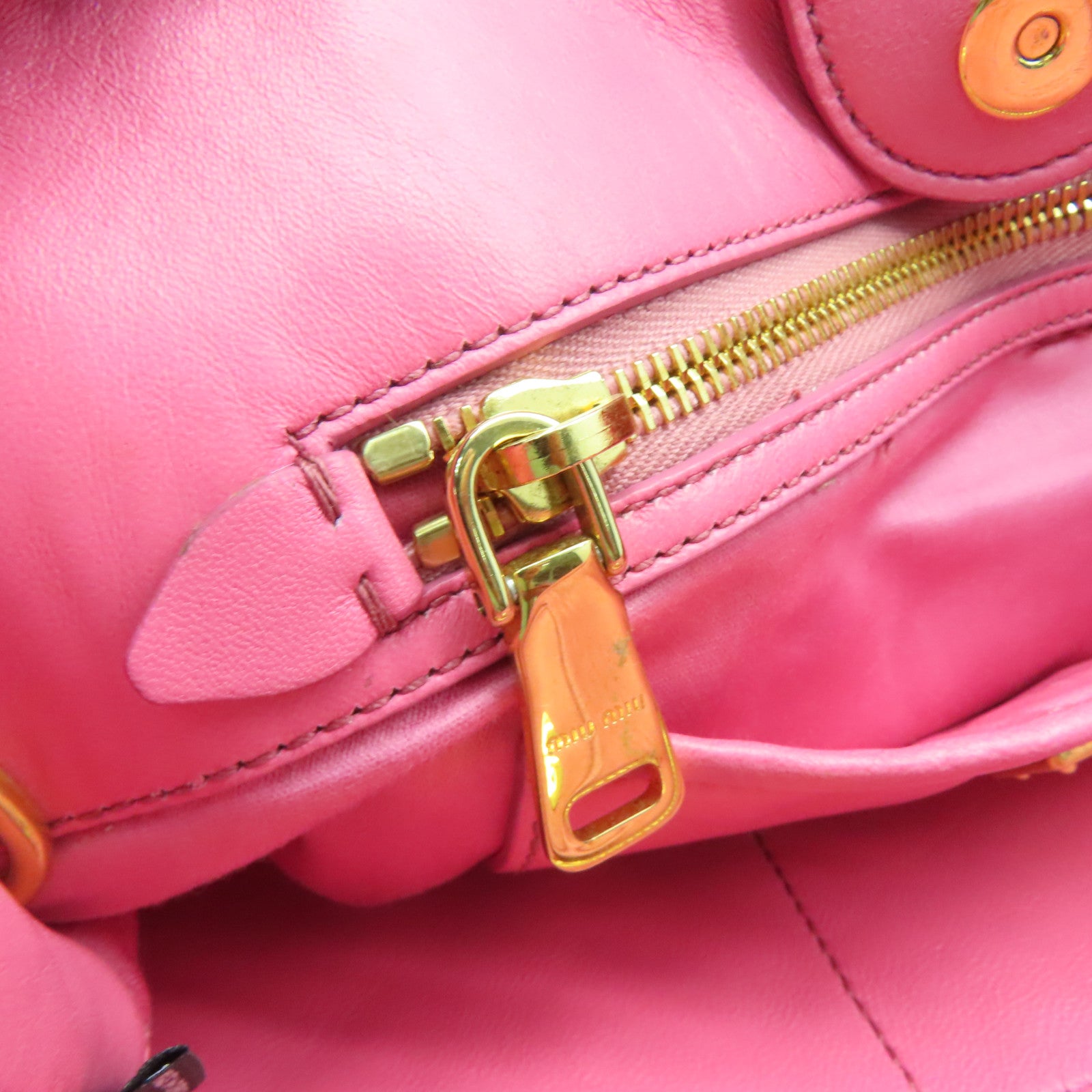 Miu Miu 羊皮皮革2way Shoulder Bag金扣手挽肩背两用袋粉红色