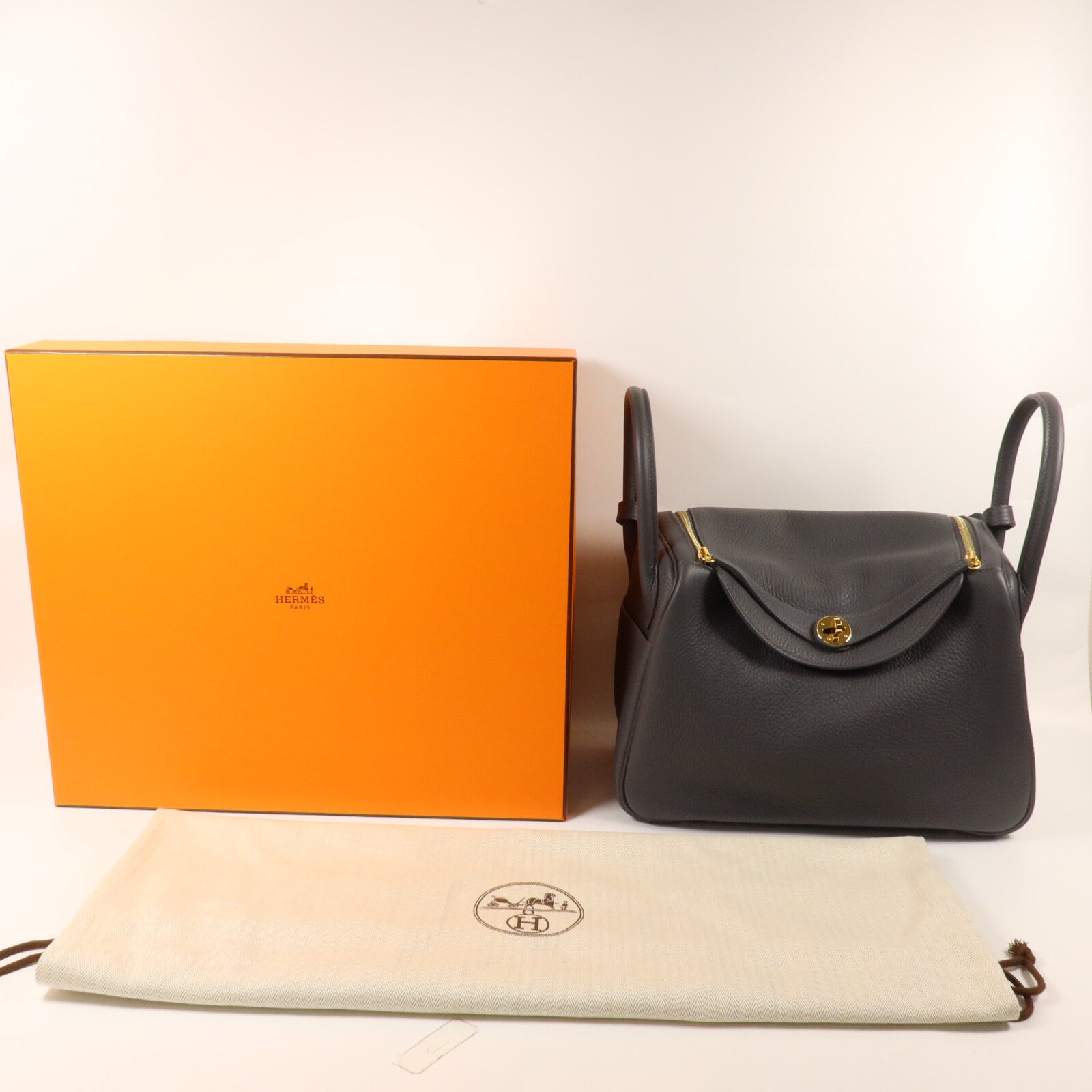 HERMES Clemence皮革Lindy 30手挽肩背兩用袋Ardoise