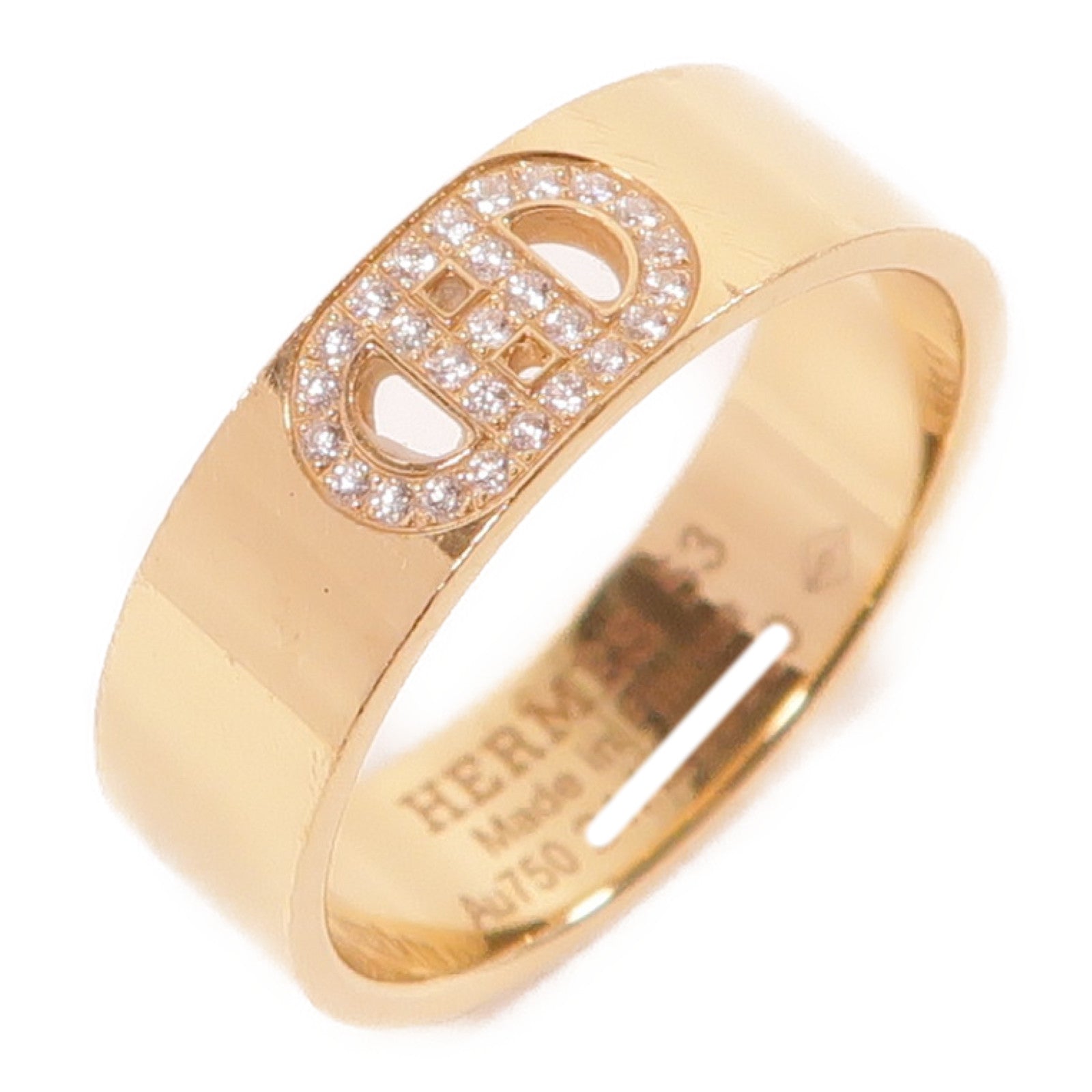 HERMES 18K玫瑰金H D'ancre Ring戒指US#6.25