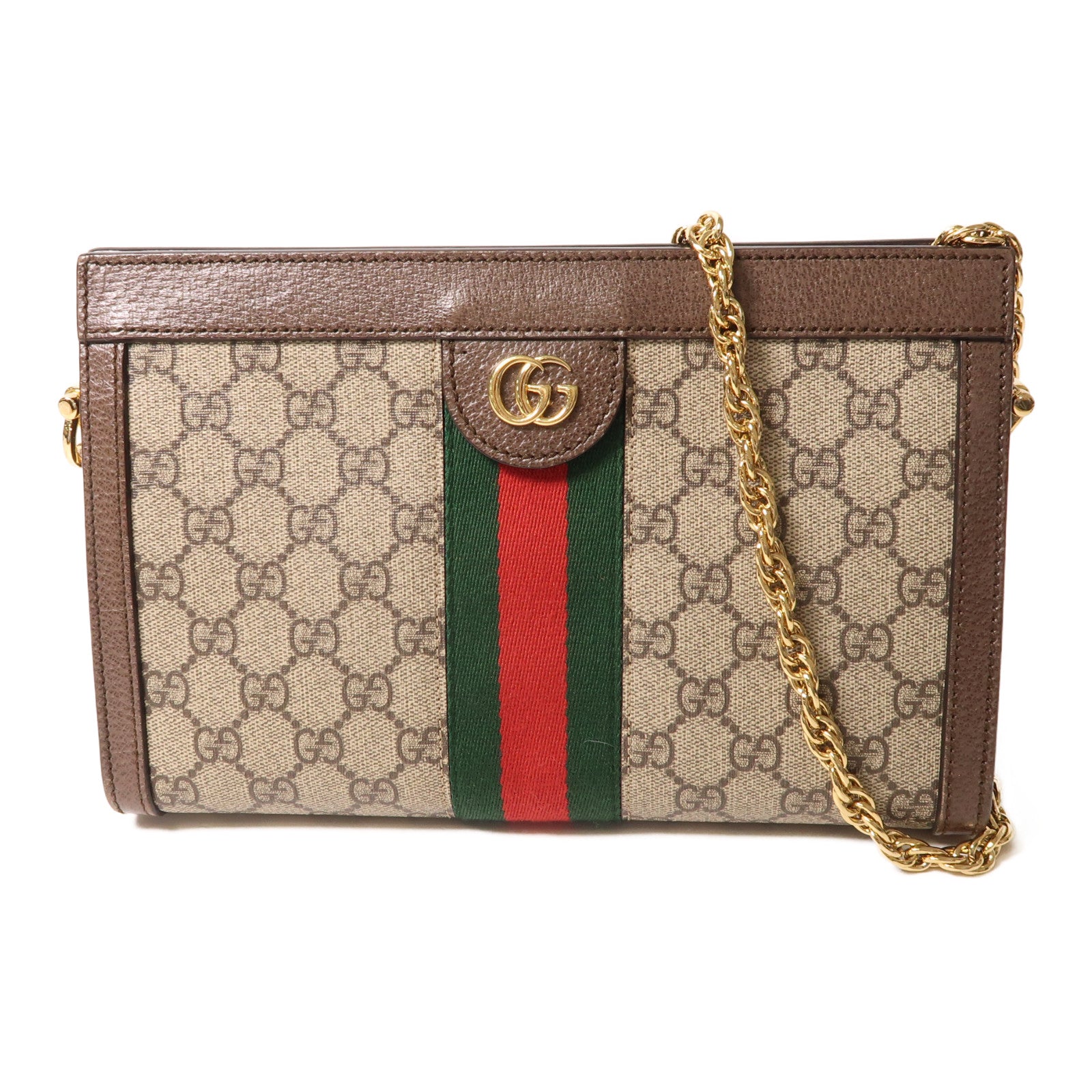 GUCCI 塗層帆布GG Supreme Ophidia金扣肩背袋