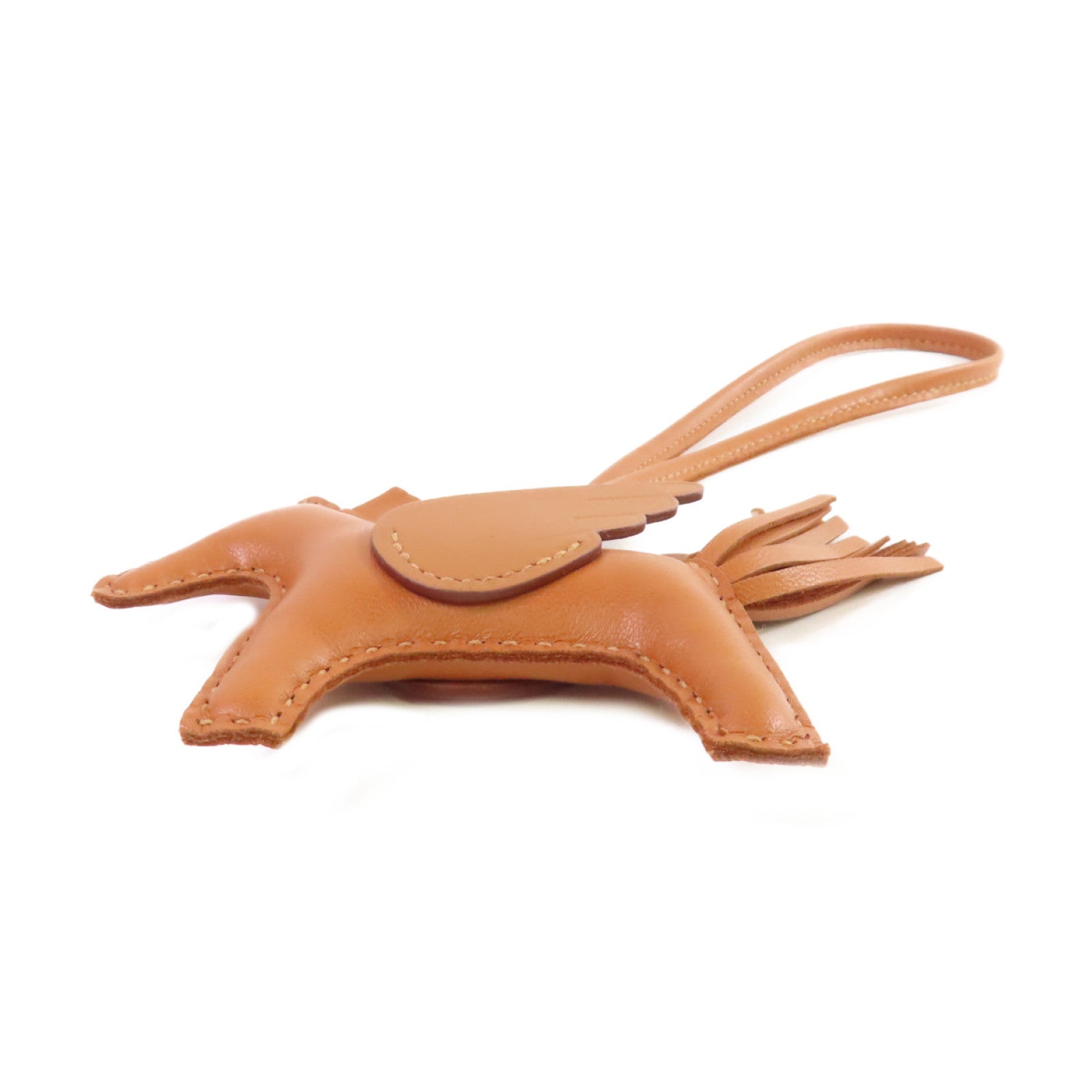 HERMES Swift皮革Rodeo Pegase PM Charm掛飾Gold棕金色