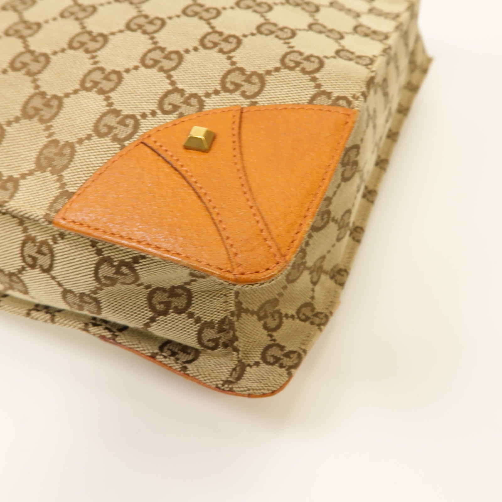 GUCCI 帆布Hand Bag金扣手挽袋啡色