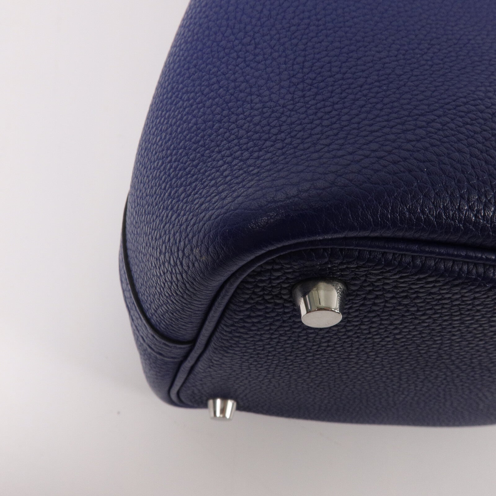 HERMES Clemence皮革Picotin PM手挽袋Marine