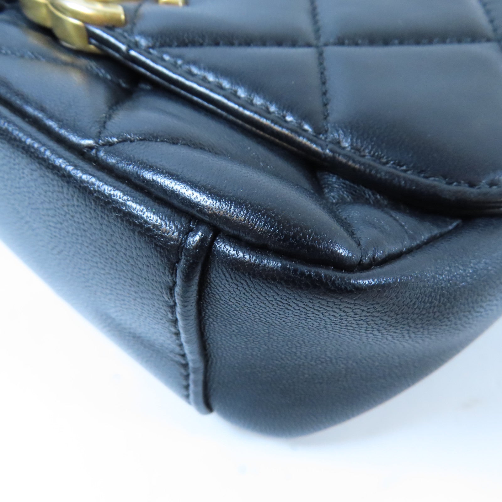 CHANEL 【激減優惠】菱格羊皮皮革Chain Shoulder金扣金扣肩背袋黑色