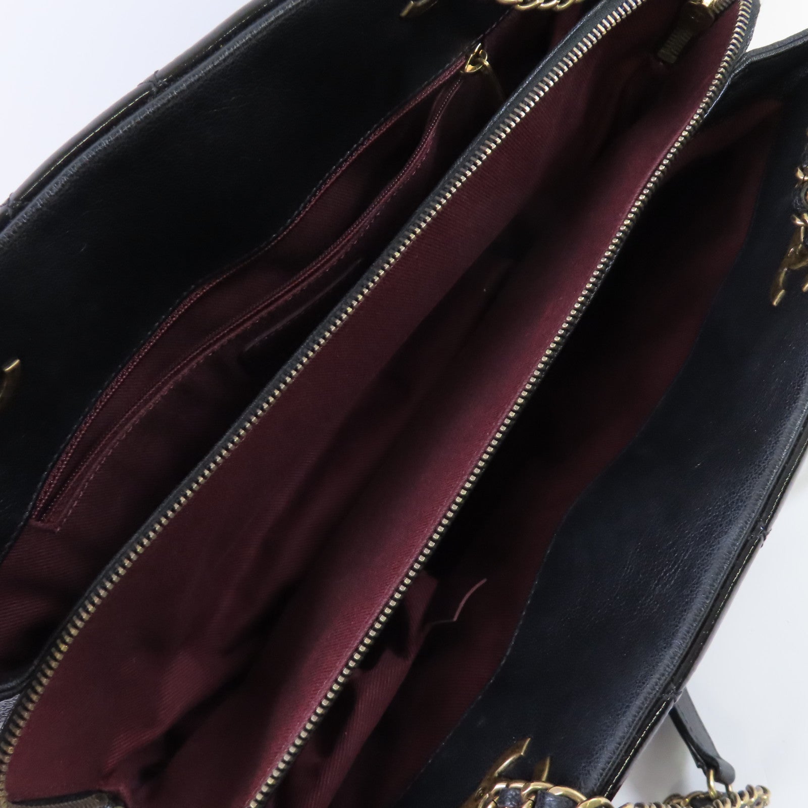 CHANEL 漆皮皮革Chain Shoulder Bag金扣鏈帶手挽肩背袋兩用袋黑色