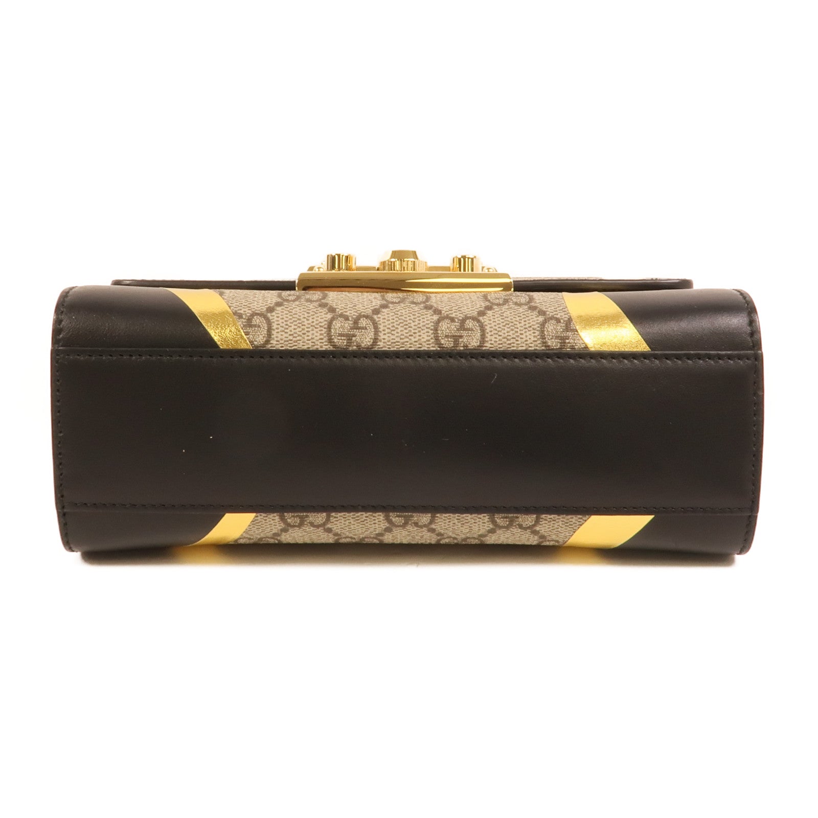 GUCCI 塗層帆布/牛皮皮革Padlock Bag鏈帶肩背袋