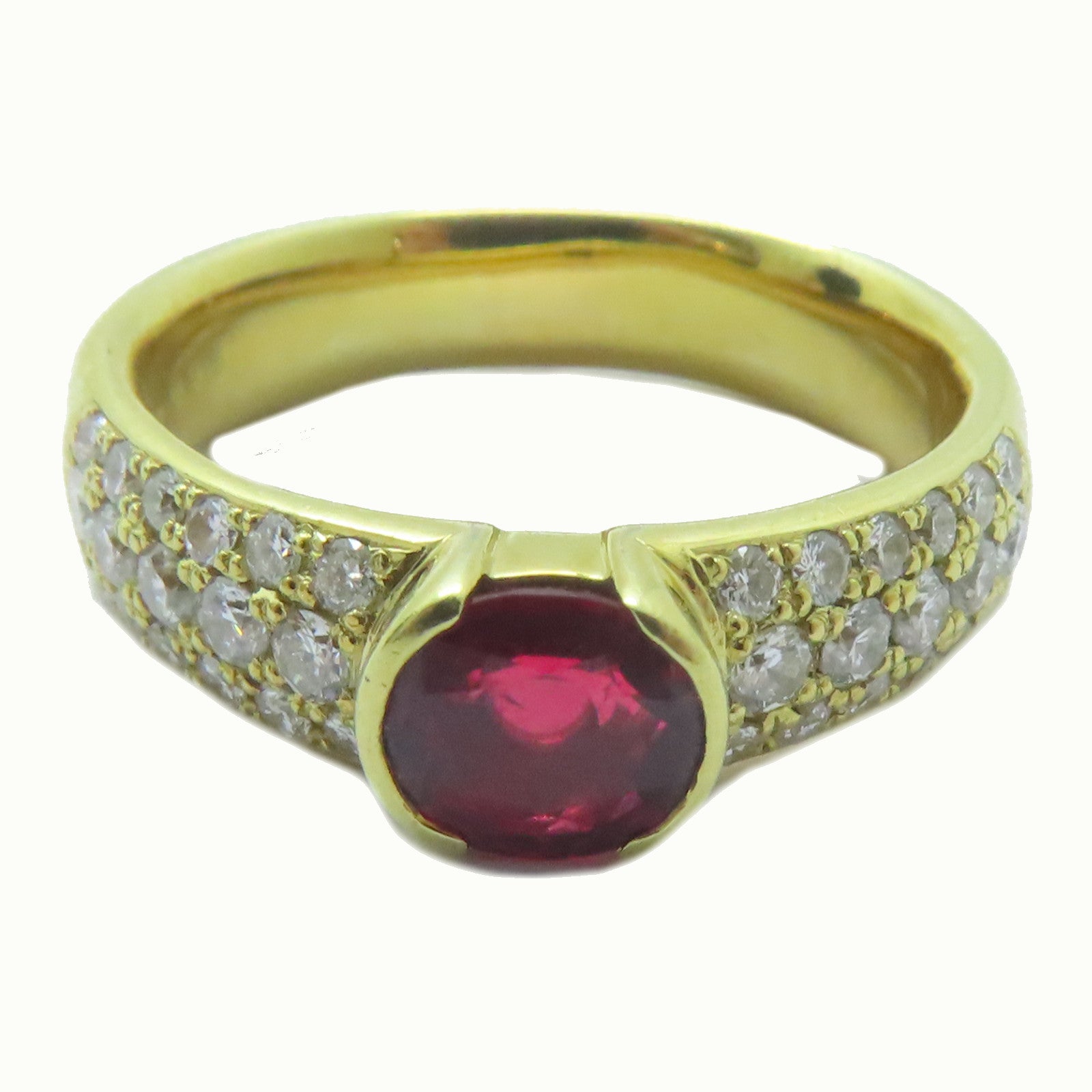 JEWELRY 【激減優惠】18K黃金Ruby Ring 1.01ct紅寶石/0.55ct鑽石戒指US#7.5