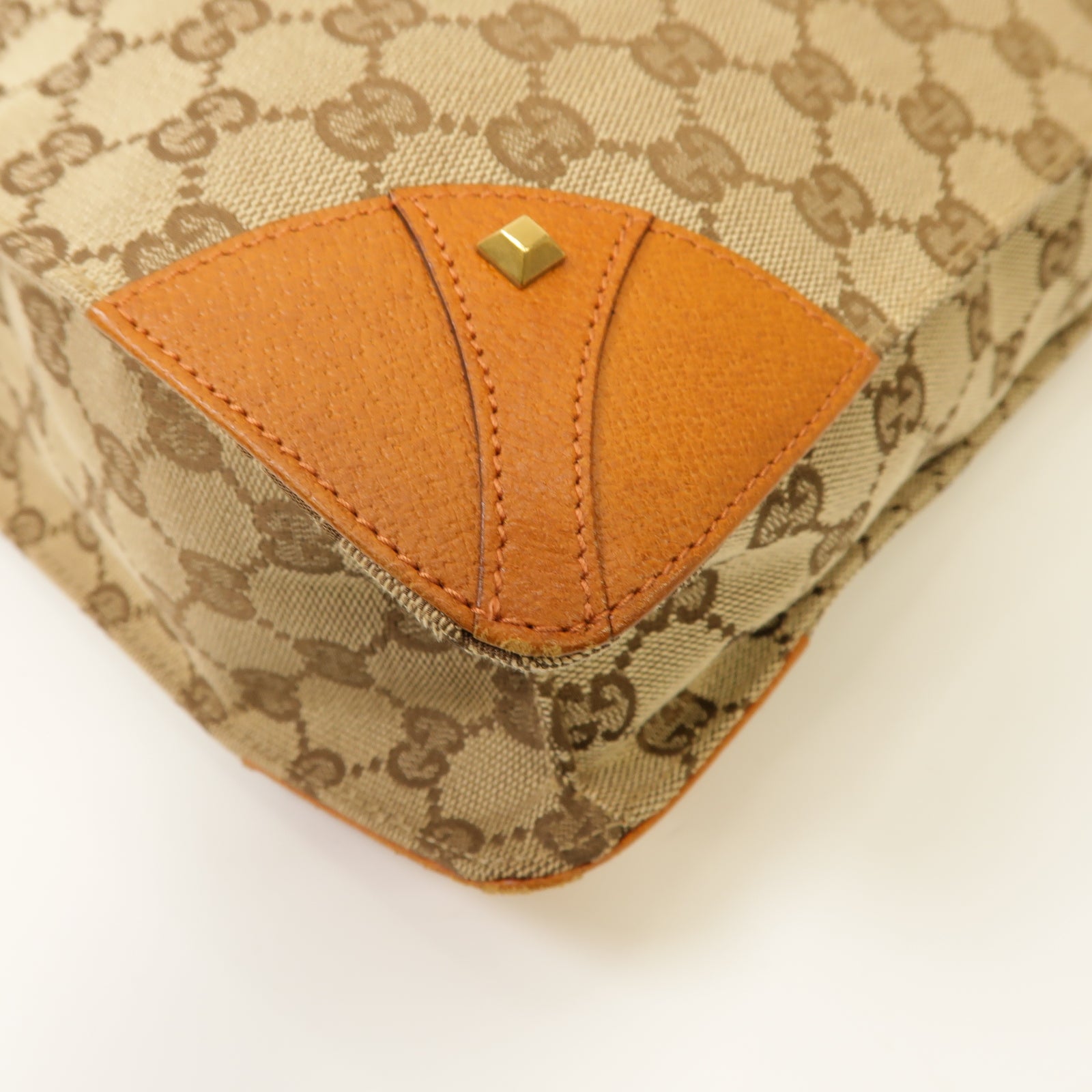 GUCCI 帆布Hand Bag金扣手挽袋啡色