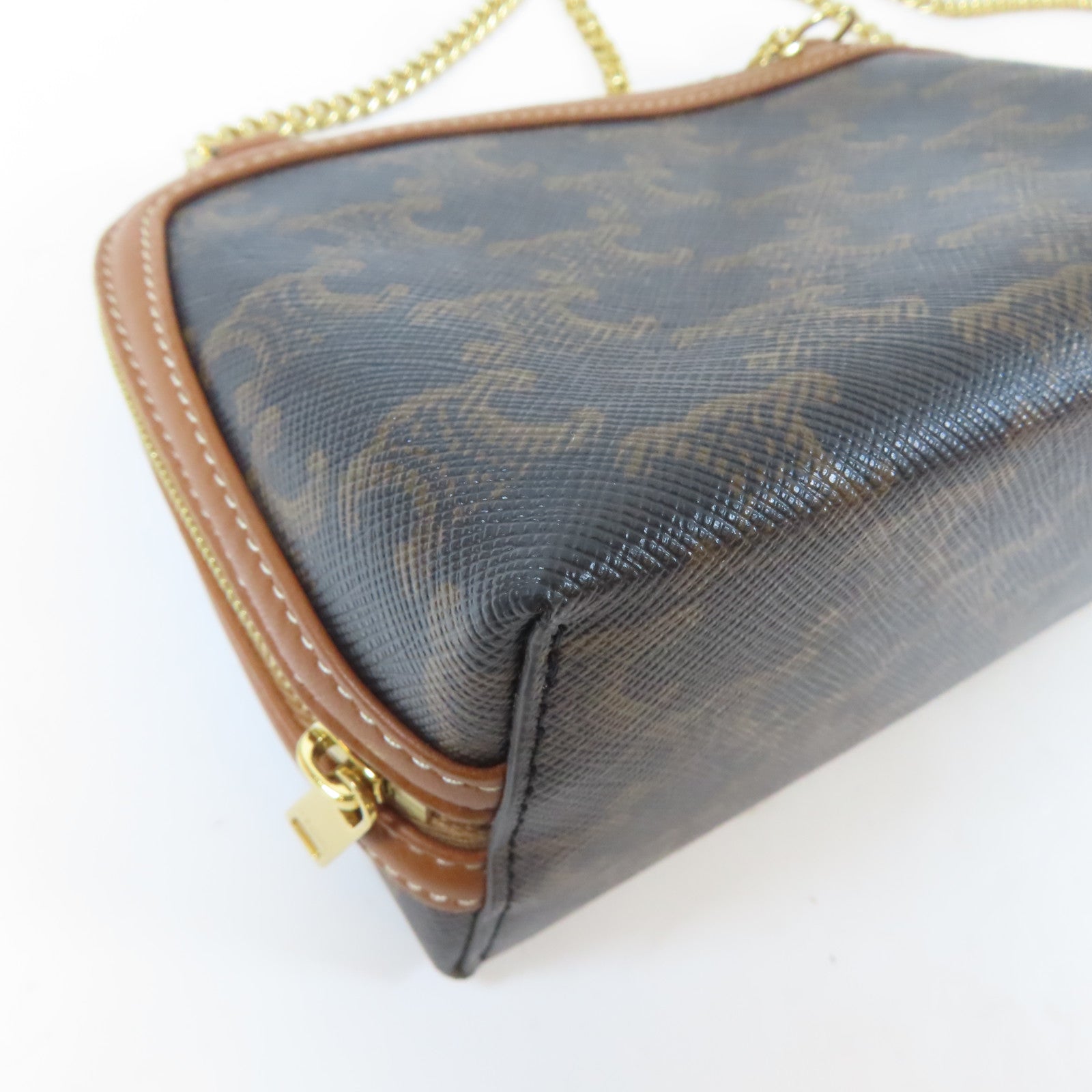 CELINE 帆布Shoulder Bag金扣肩背袋啡色