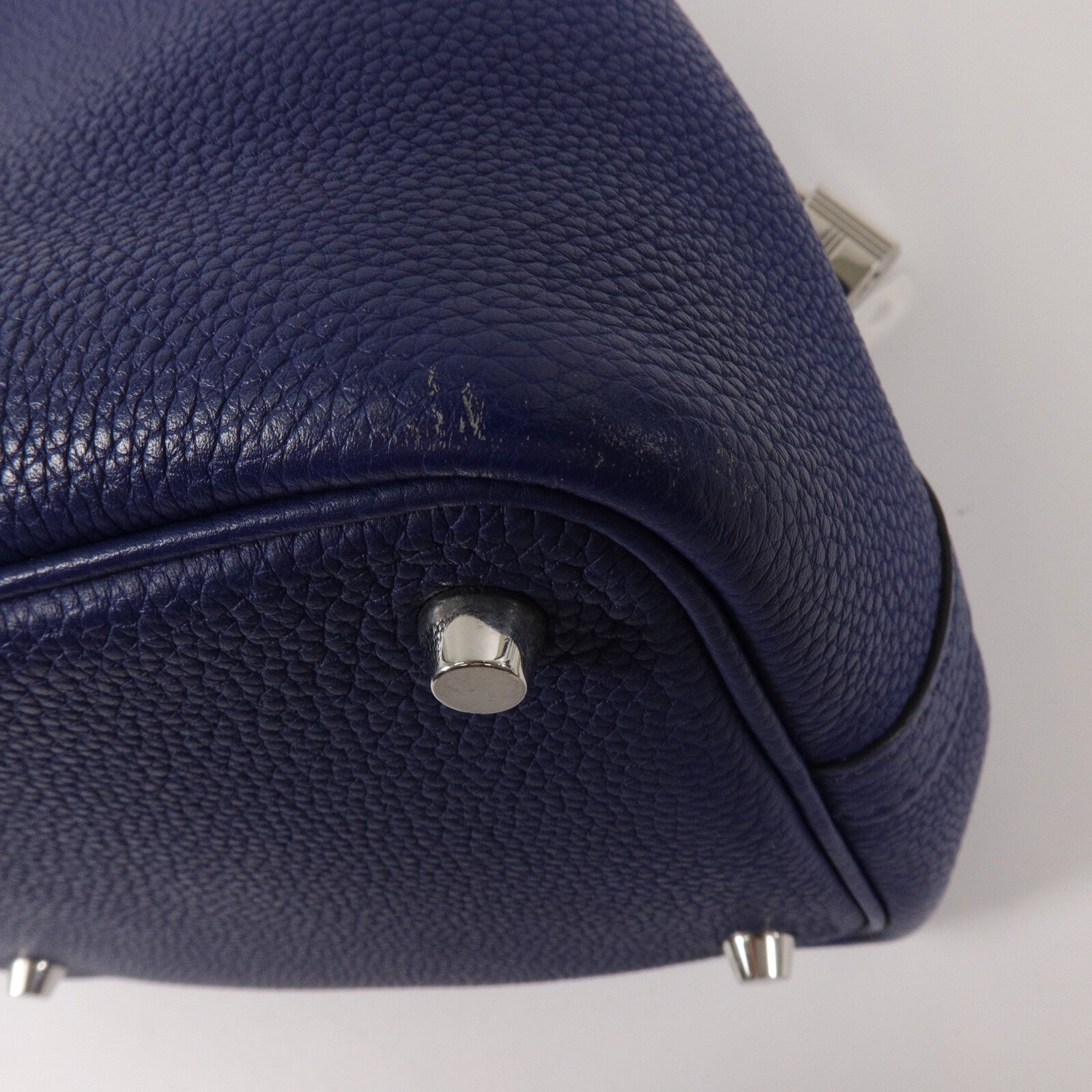 HERMES Clemence皮革Picotin PM手挽袋Marine