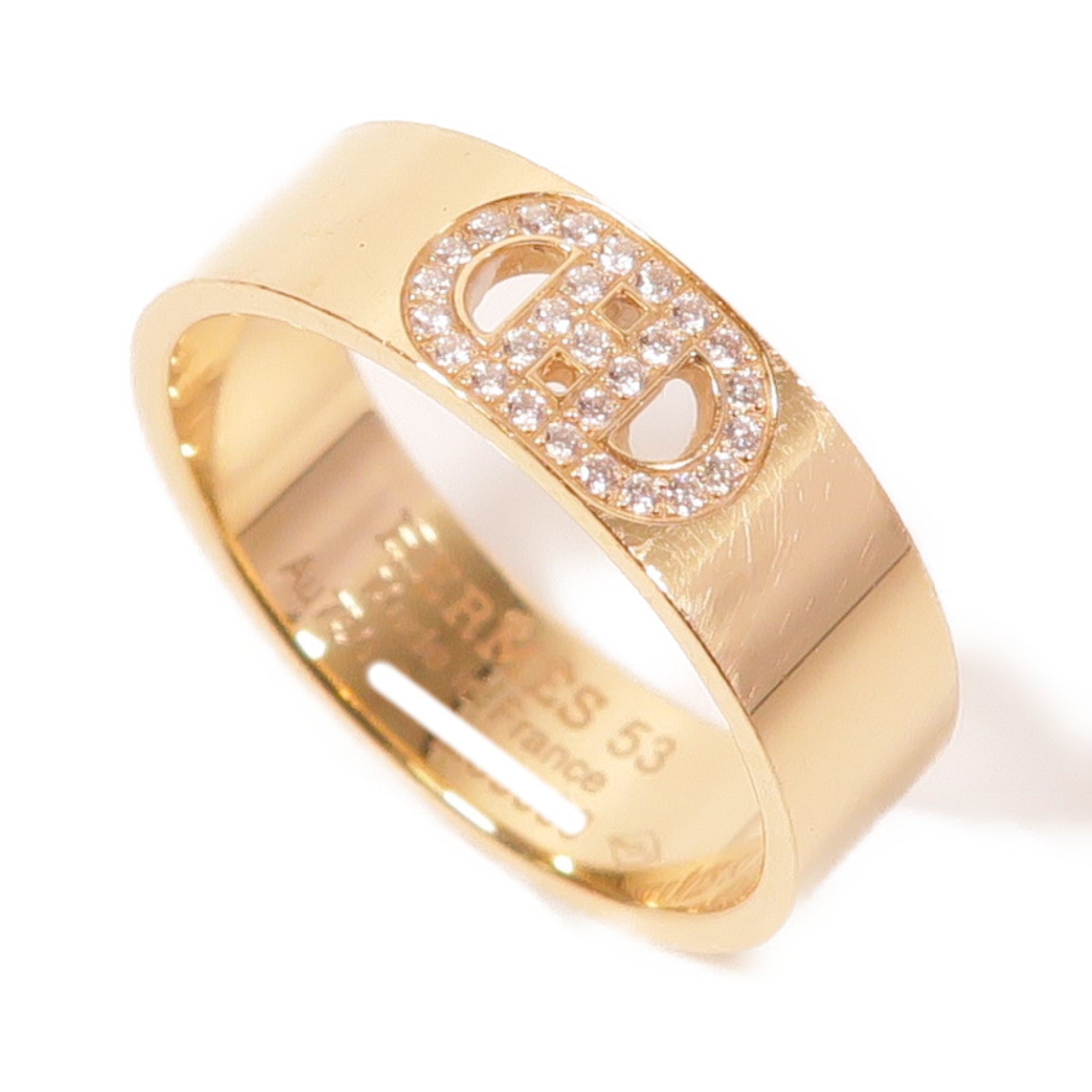 HERMES 18K玫瑰金H D'ancre Ring戒指US#6.25