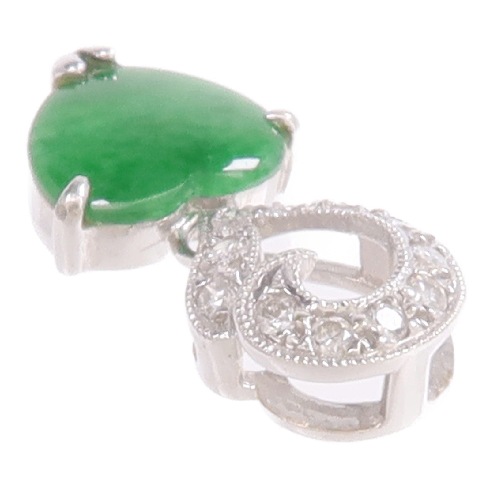 JEWELRY 18K白金Jade Diamond Pendant Top翡翠/鑽石吊墜