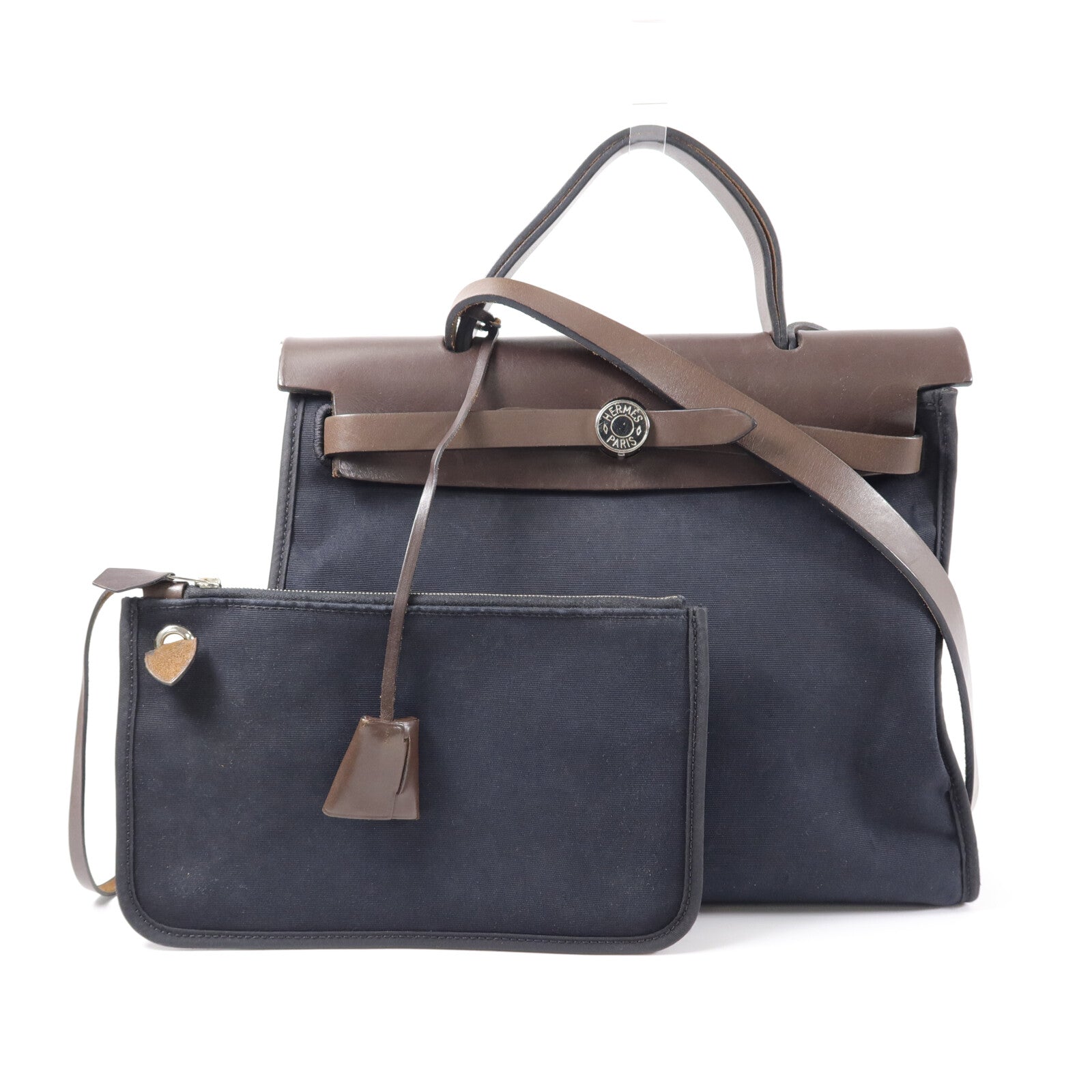 HERMES 帆布Herbag PM手挽肩背兩用袋Noir