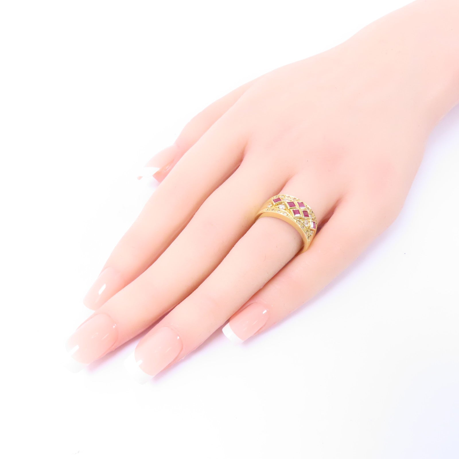 JEWELRY 【激減優惠】18K黃金Ruby Ring 0.70ct紅寶石/0.031ct鑽石戒指US#7.25
