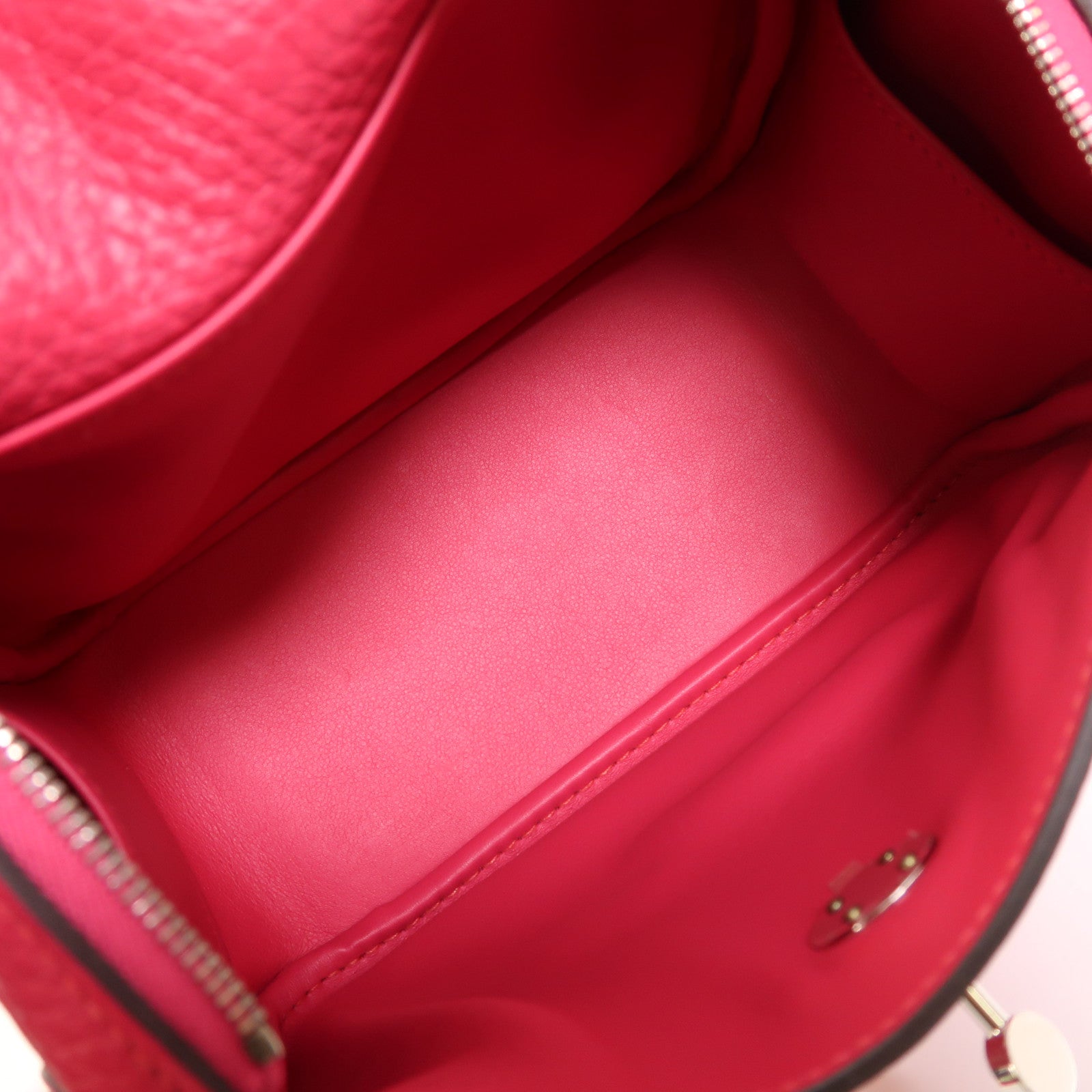 HERMES Clemence皮革Mini Lindy銀扣手挽肩背兩用袋Rose Extreme