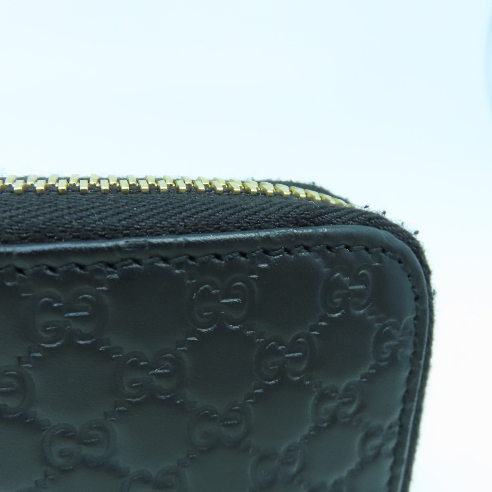 GUCCI 牛皮皮革Zipper Long Wallet金扣長錢包黑色