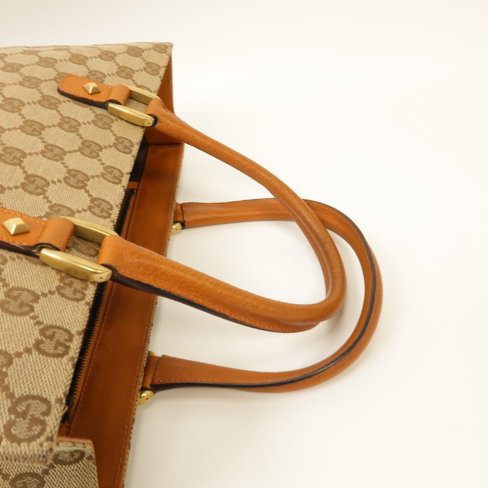 GUCCI 帆布Hand Bag金扣手挽袋啡色