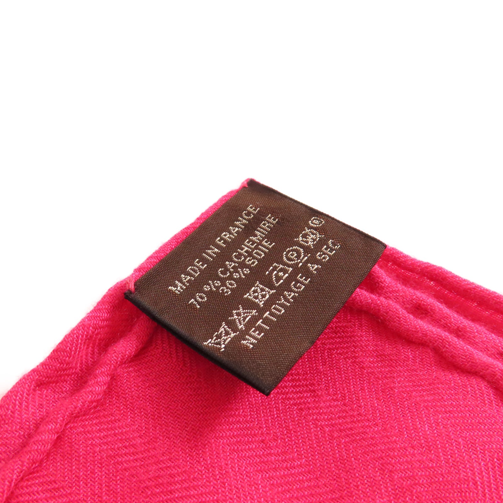 HERMES 羊絨/絲質Scarf絲巾粉紅色/白色