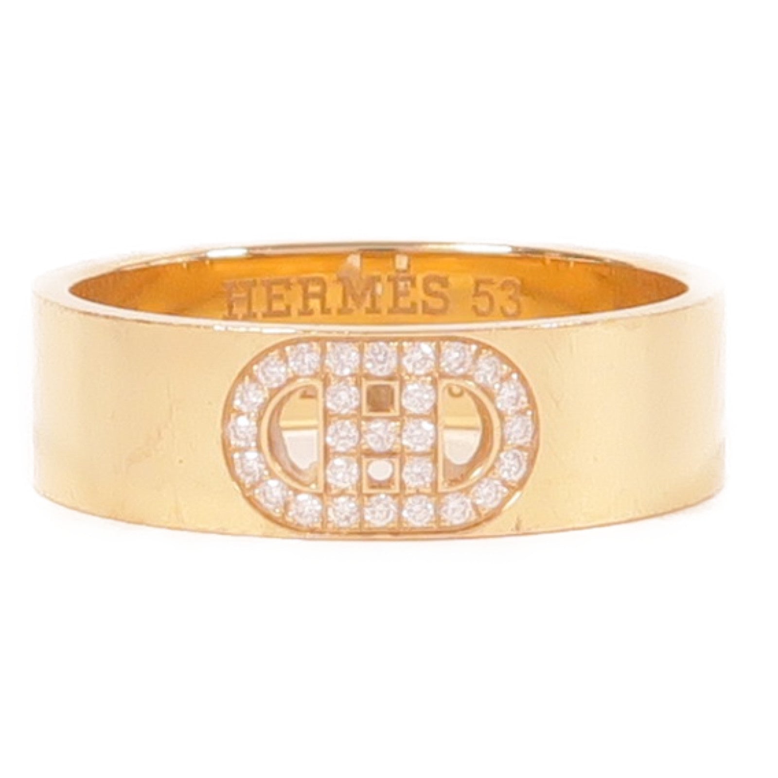 HERMES 18K玫瑰金H D'ancre Ring戒指US#6.25