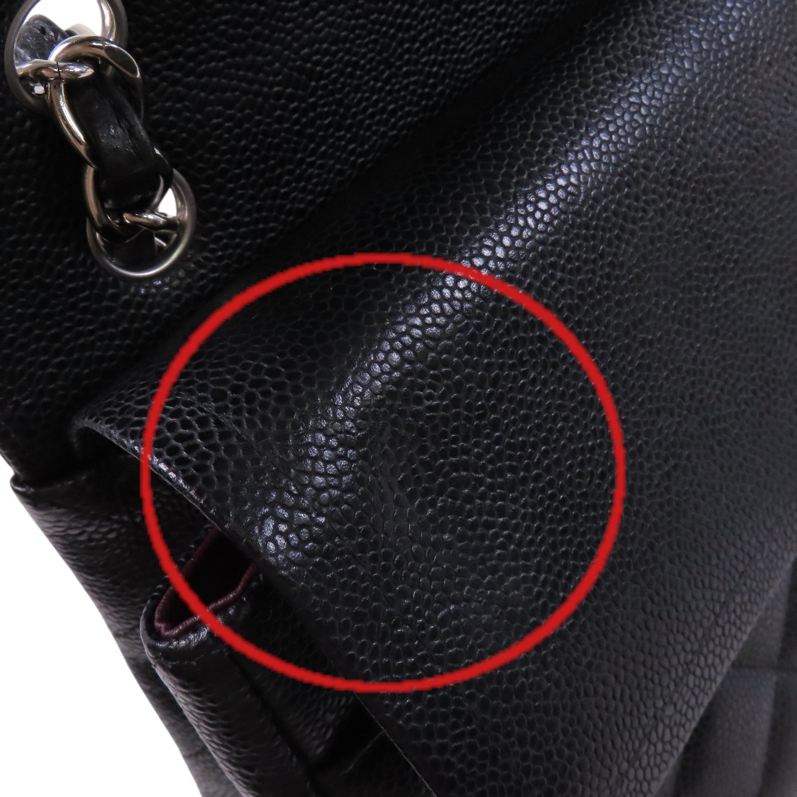 CHANEL 牛皮皮革Large Classic 30銀扣鏈帶肩背袋