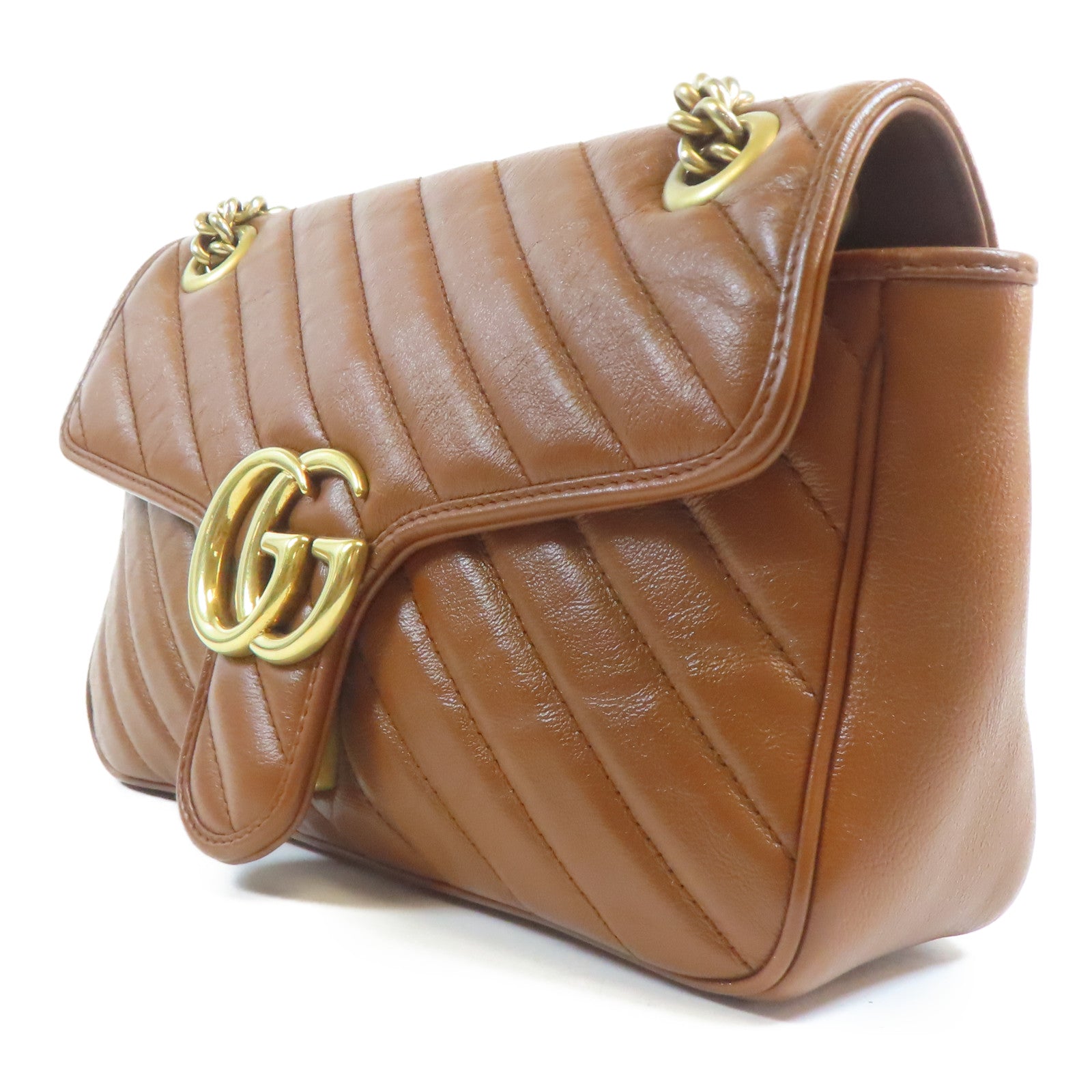 GUCCI 牛皮皮革GG Marmont金扣肩背袋