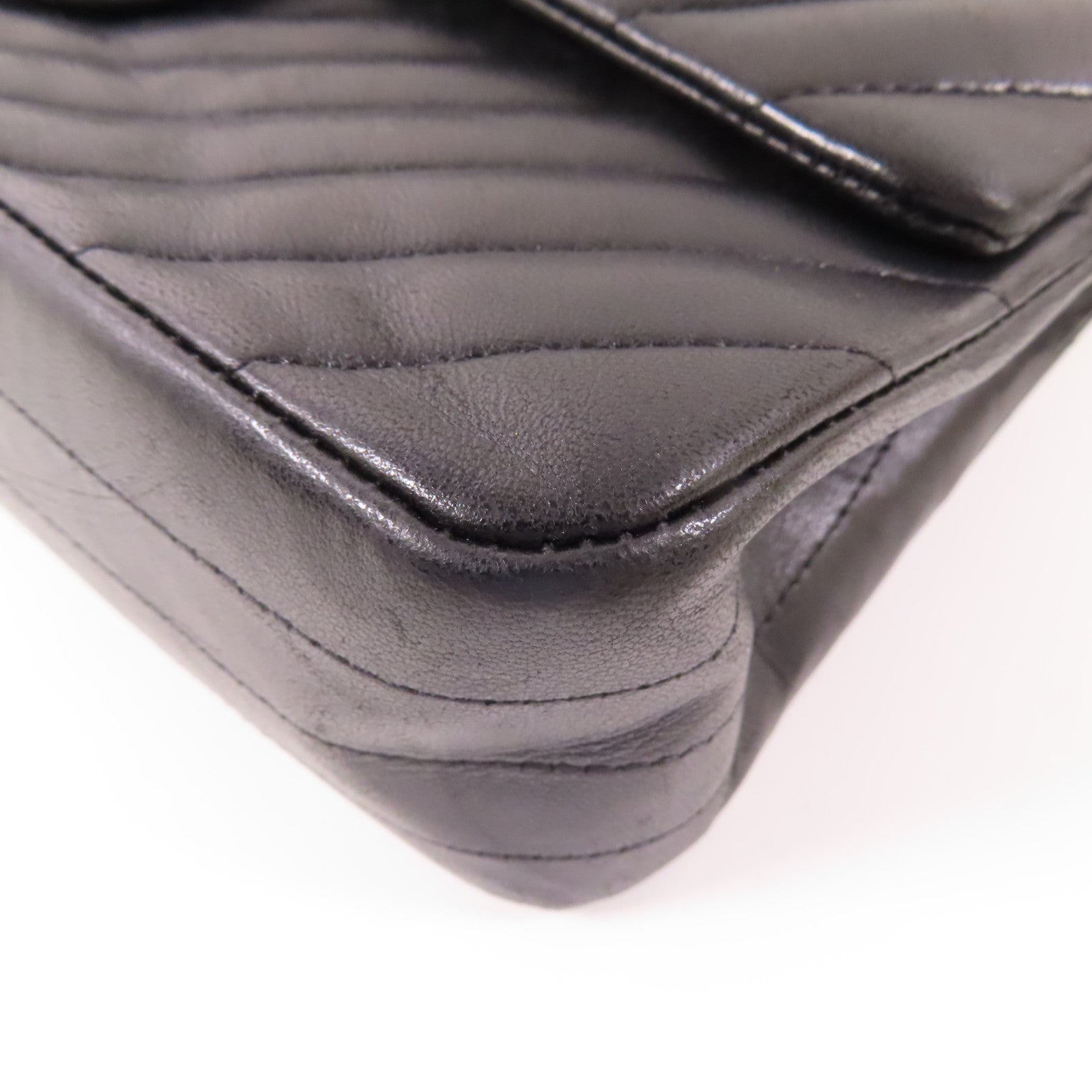CHANEL CC Classic 25 Chain Shoulder Bag Lambskin Leather Black