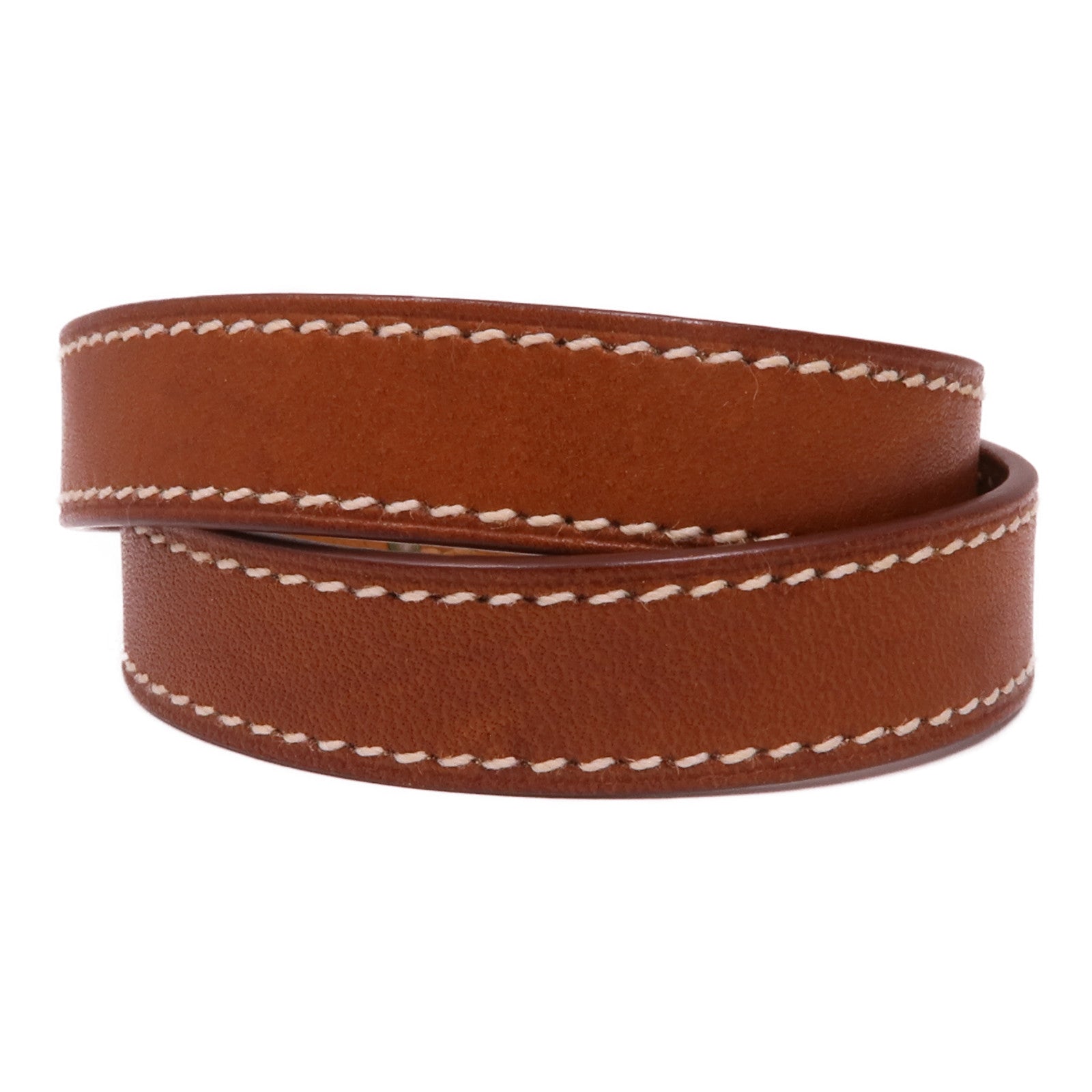 HERMES Swift皮革Kelly Double Tour Bracelet銀扣手鏈Brown