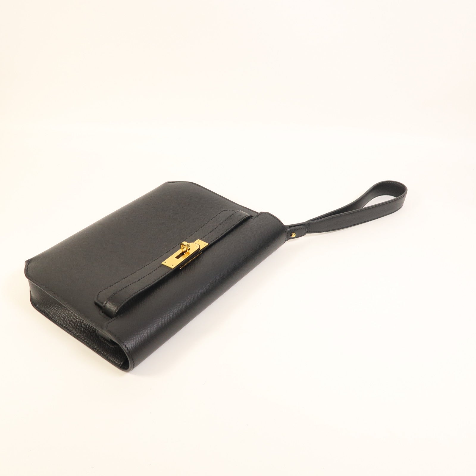 HERMES Epsom皮革Kelly Depeches 25金扣手拿包