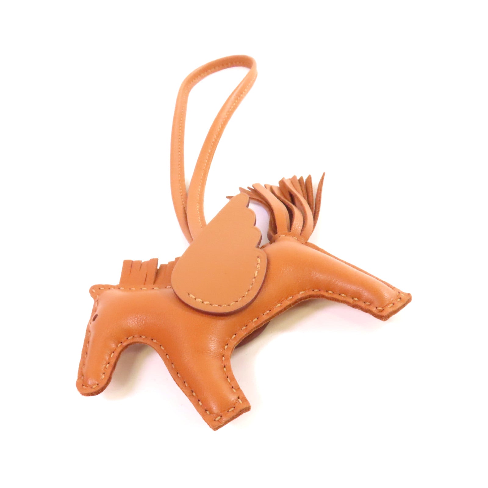 HERMES Swift皮革Rodeo Pegase PM Charm掛飾Gold棕金色
