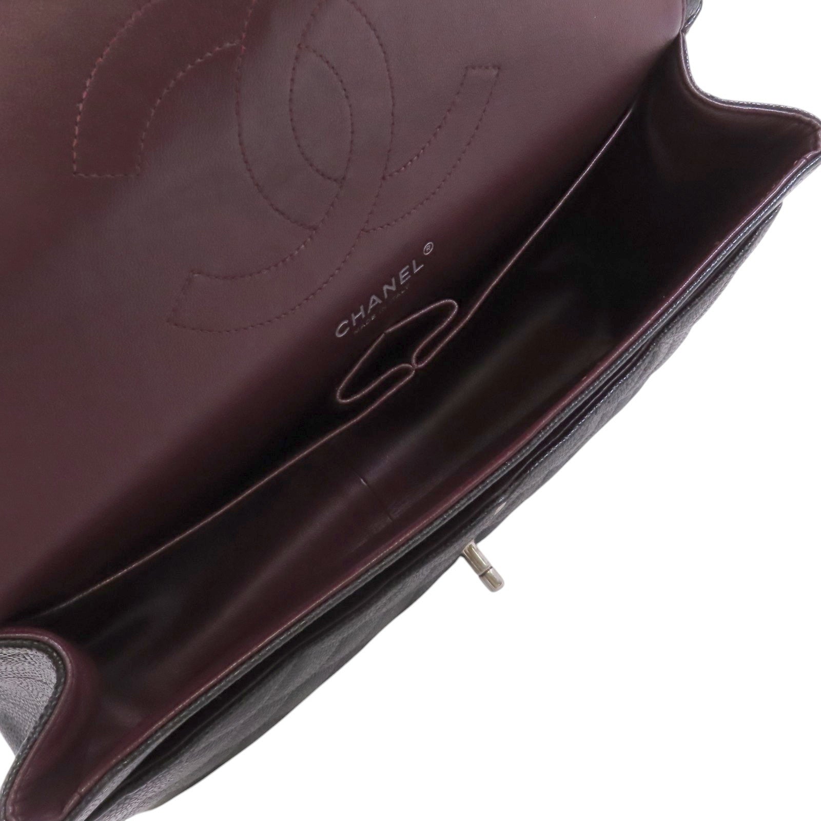 CHANEL 牛皮皮革Large Classic 30銀扣鏈帶肩背袋