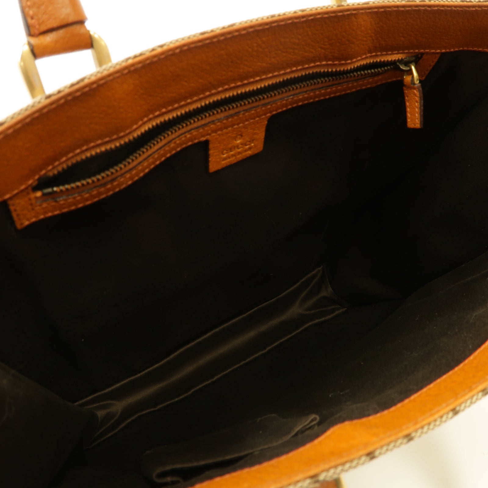 GUCCI 帆布Hand Bag金扣手挽袋啡色