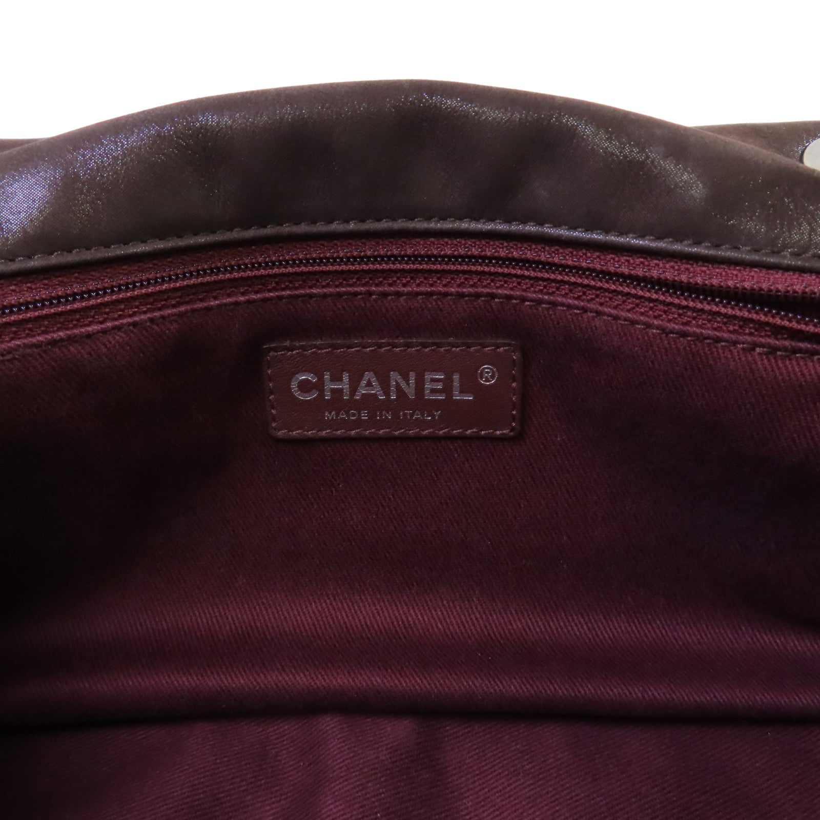 CHANEL 菱格牛皮皮革Chain Shoulder Bag銀扣鏈帶肩背袋啡色