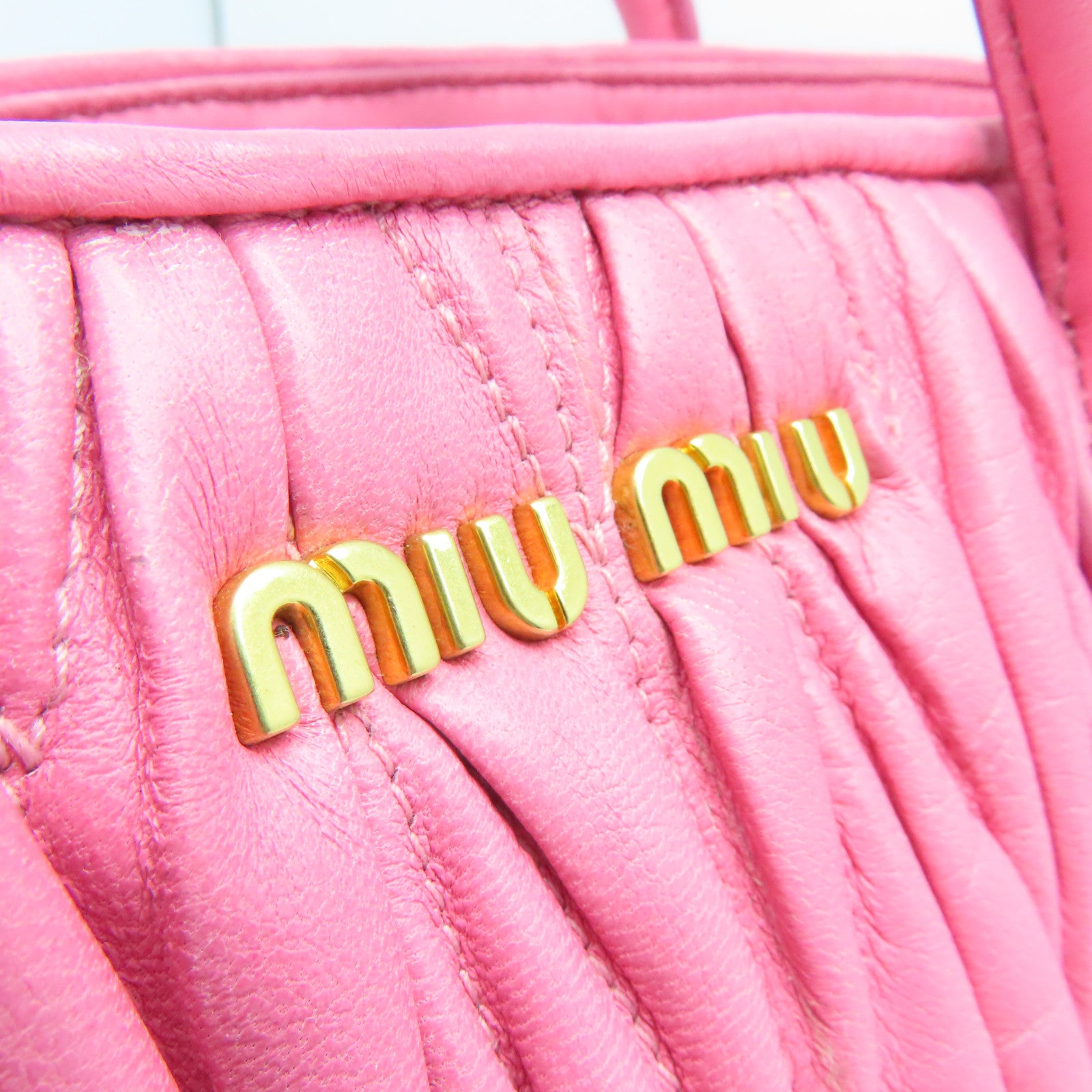 Miu Miu 羊皮皮革2way Shoulder Bag金扣手挽肩背两用袋粉红色