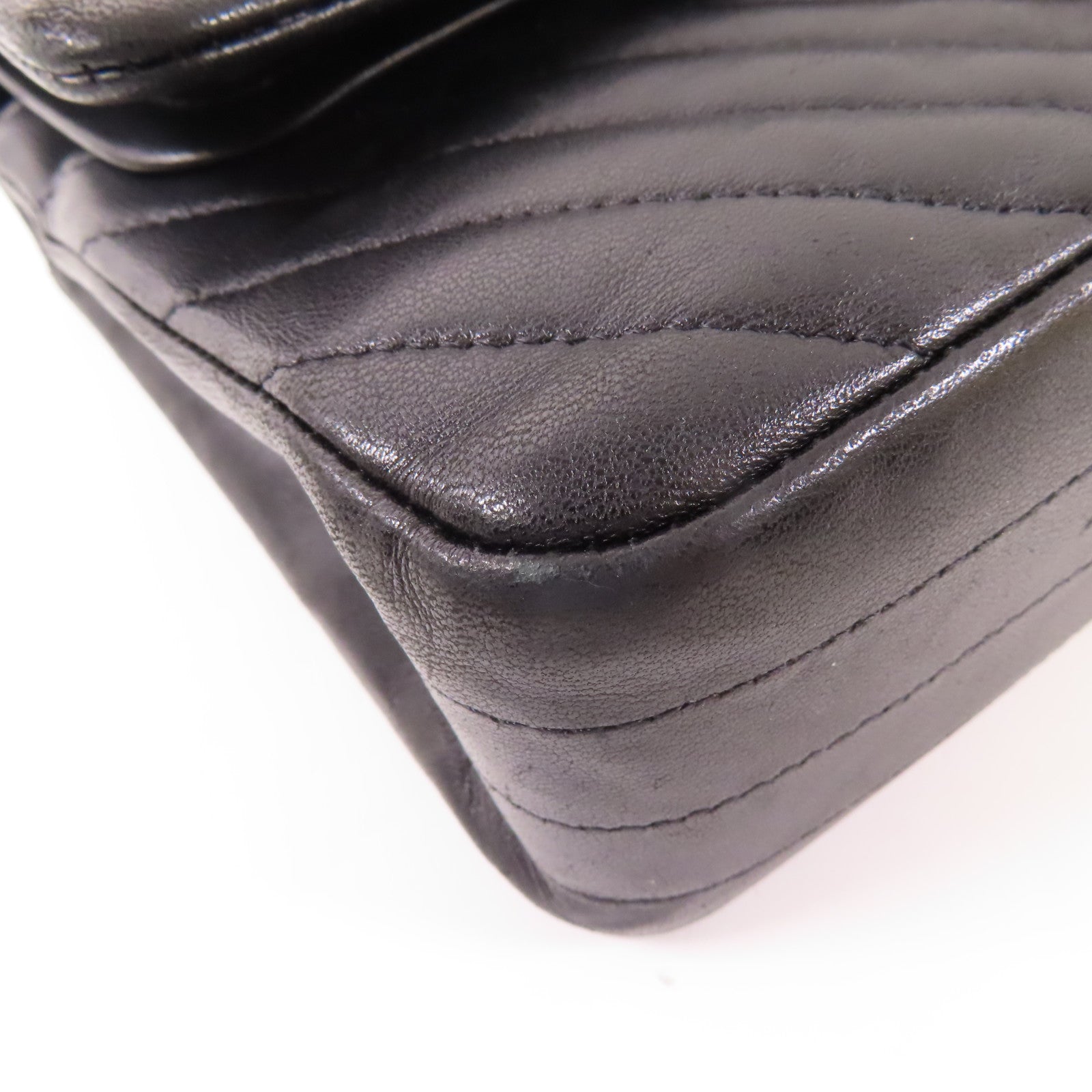 CHANEL CC Classic 25 Chain Shoulder Bag Lambskin Leather Black