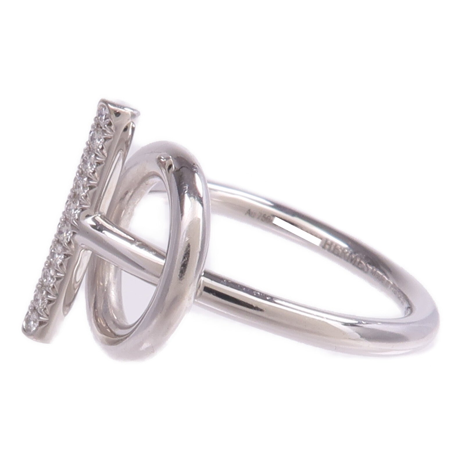 HERMES 18K白金Echappee Ring鑽石戒指Hermes#53/US#6.5