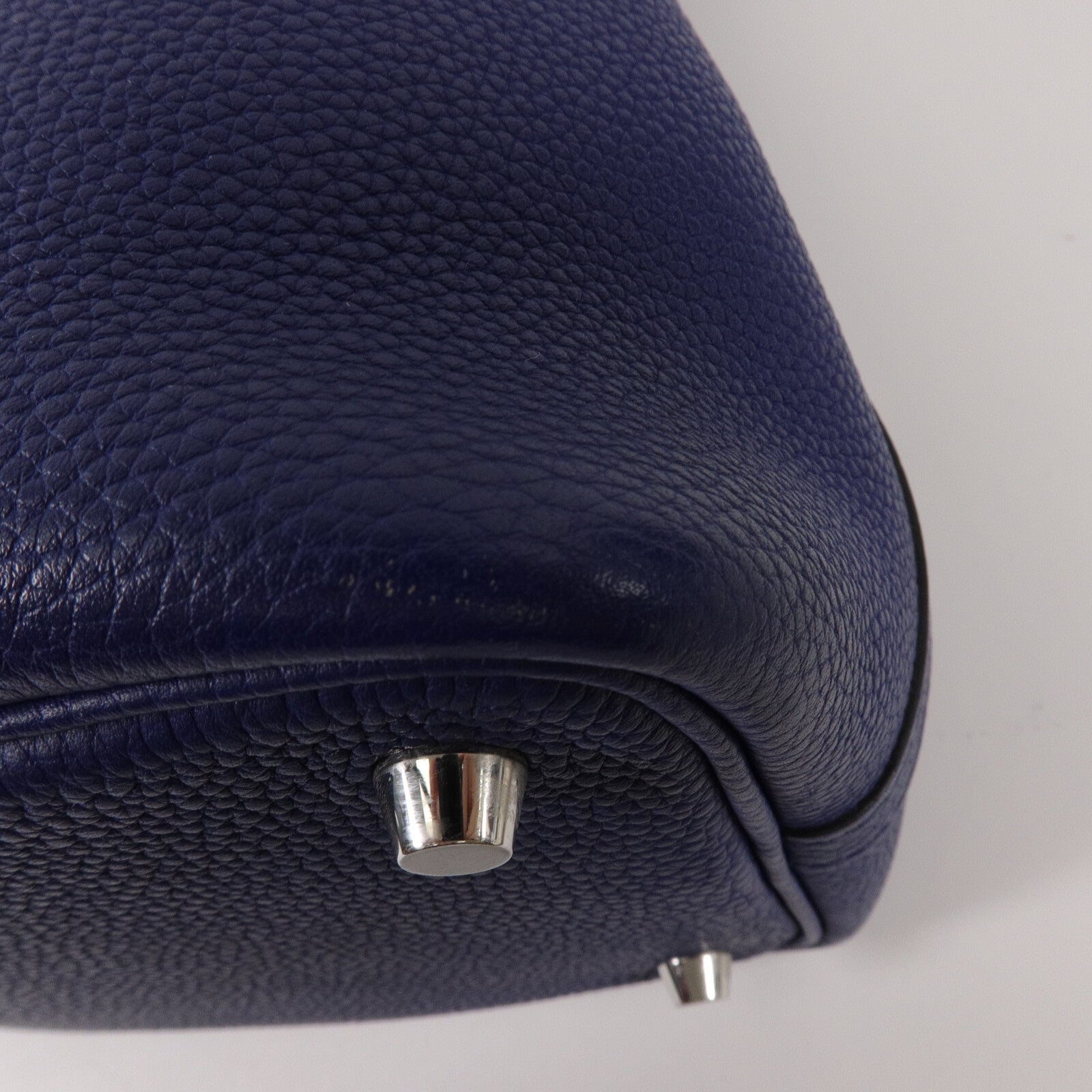 HERMES Clemence皮革Picotin PM手挽袋Marine