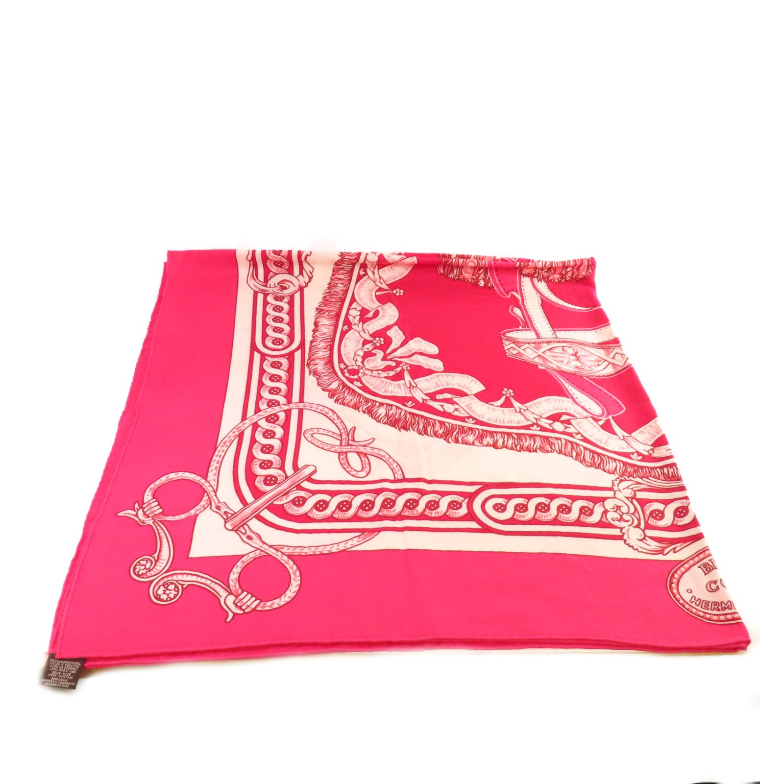 HERMES 羊絨/絲質Scarf絲巾粉紅色/白色