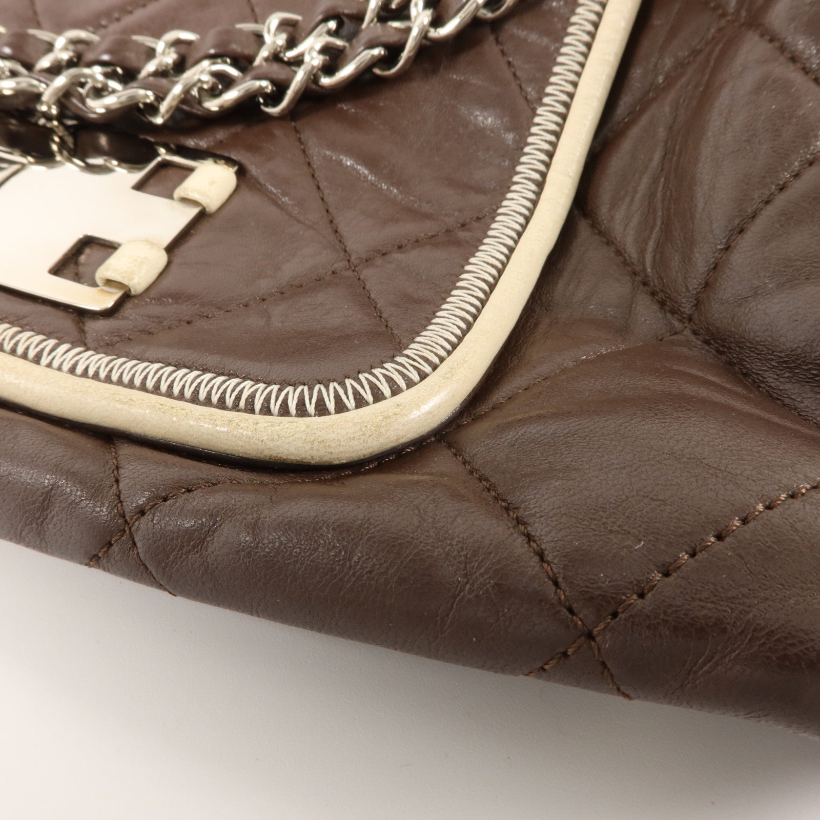 CHANEL 牛皮皮革East West Accordion Flap鏈帶肩背袋