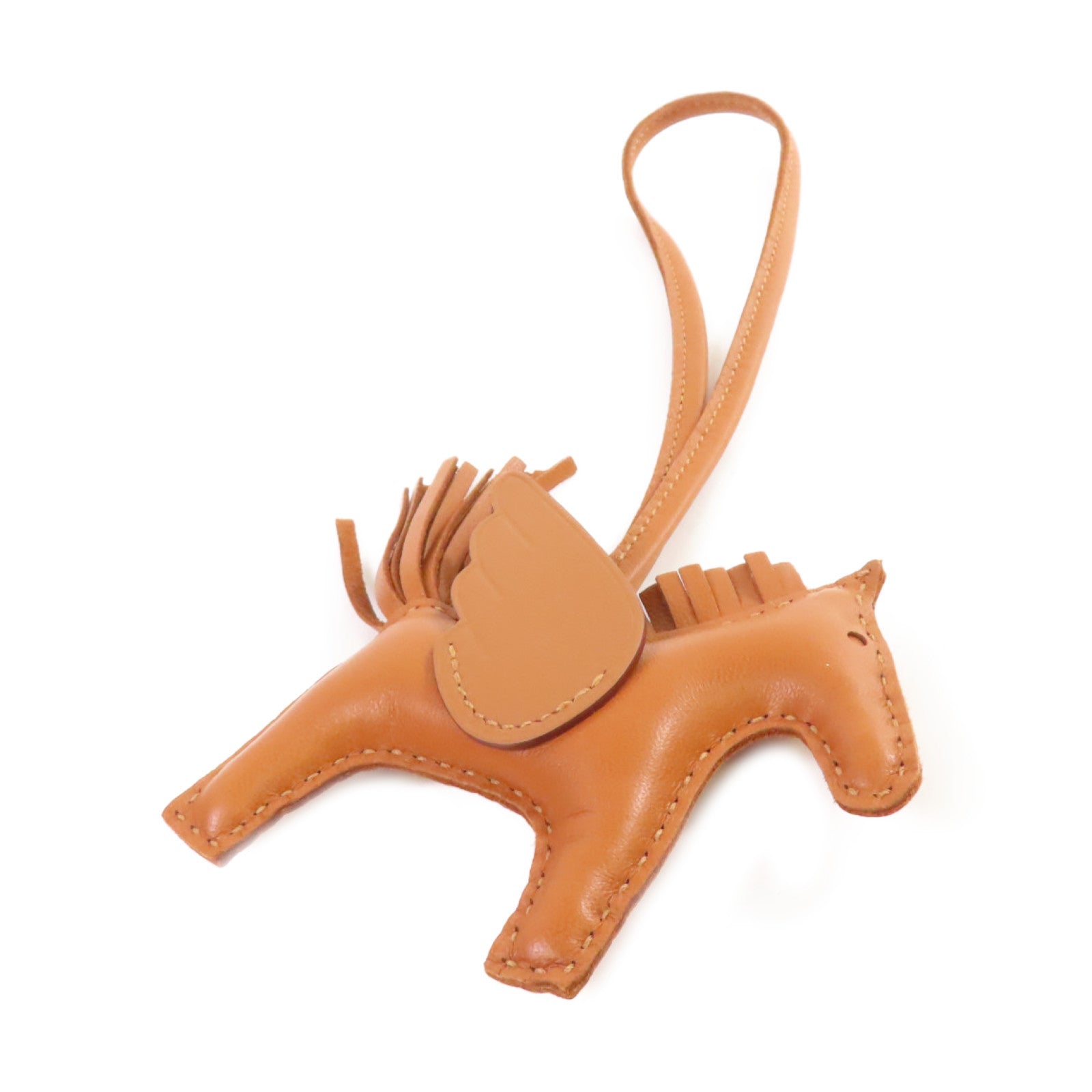 HERMES Swift皮革Rodeo Pegase PM Charm掛飾Gold棕金色
