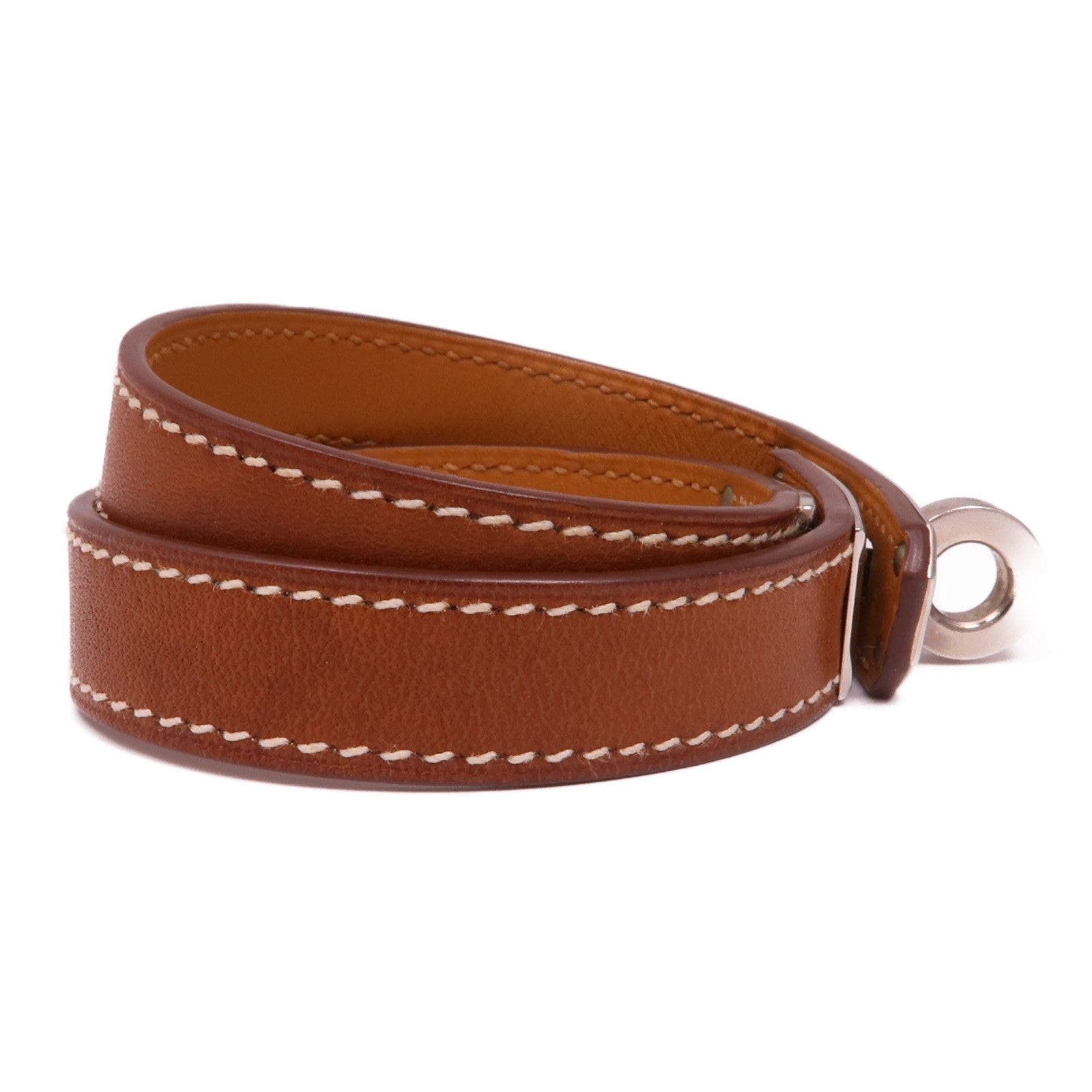 HERMES Swift皮革Kelly Double Tour Bracelet銀扣手鏈Brown