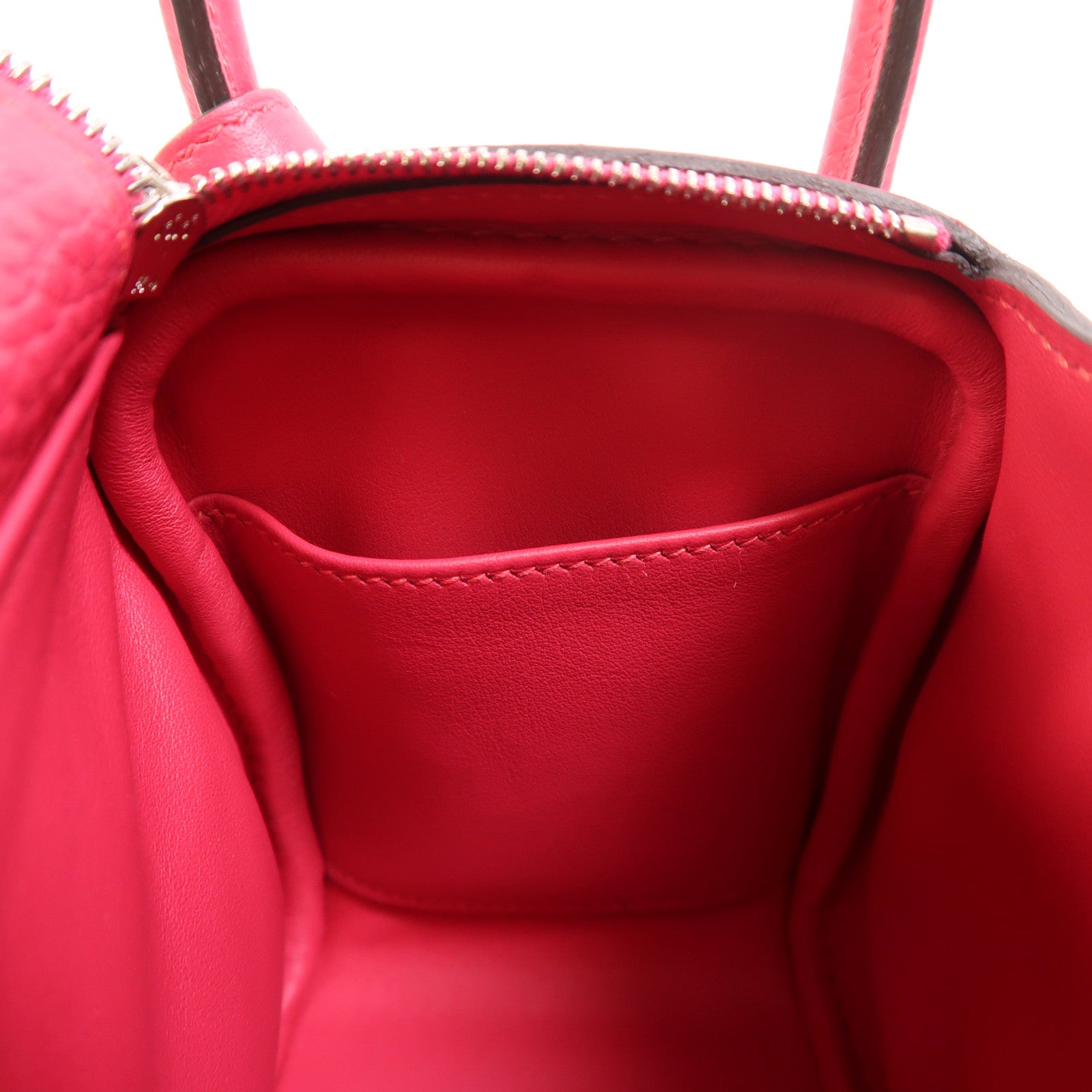 HERMES Clemence皮革Mini Lindy銀扣手挽肩背兩用袋Rose Extreme