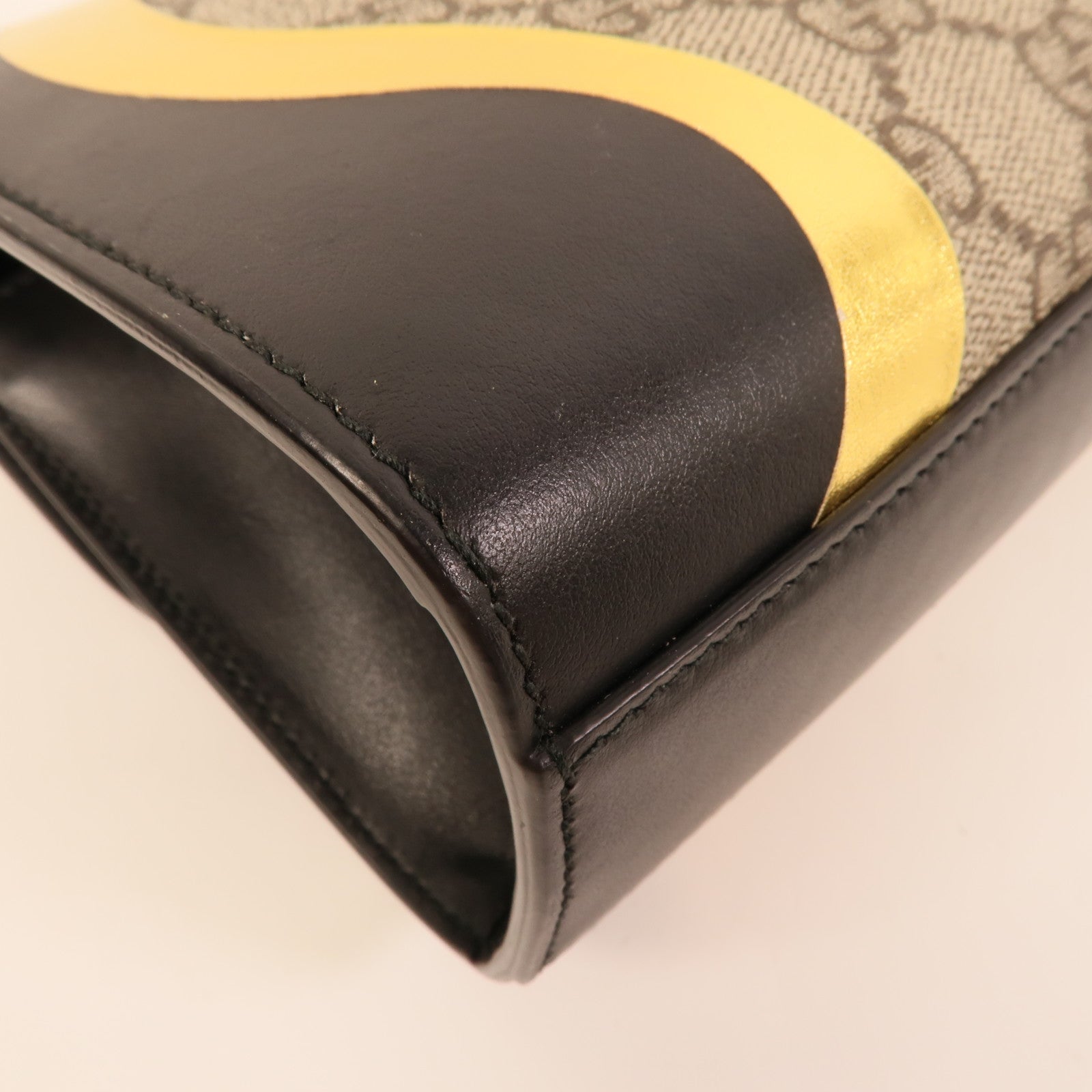 GUCCI 塗層帆布/牛皮皮革Padlock Bag鏈帶肩背袋