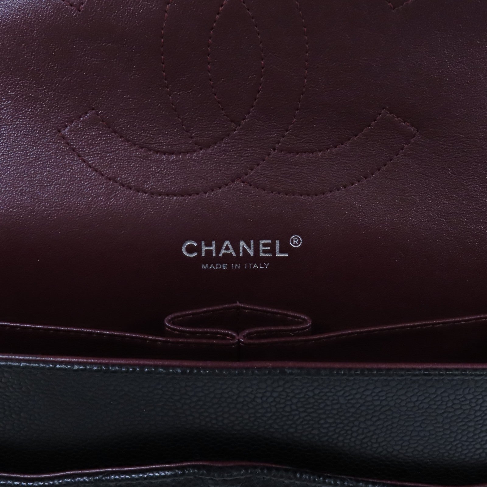 CHANEL 牛皮皮革Large Classic 30銀扣鏈帶肩背袋