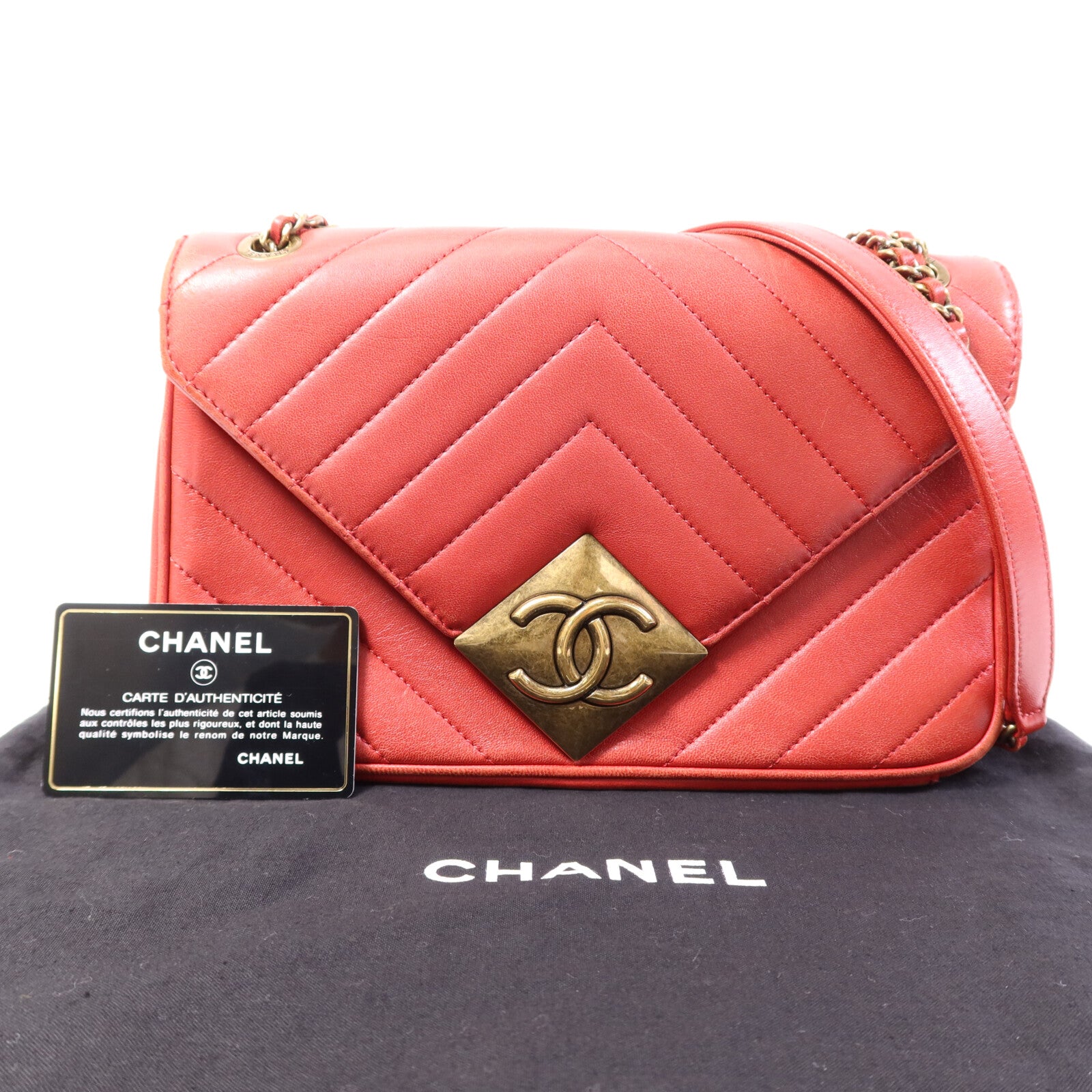 CHANEL 牛皮皮革Pyramid CC Camera Bag金扣鏈帶肩背袋
