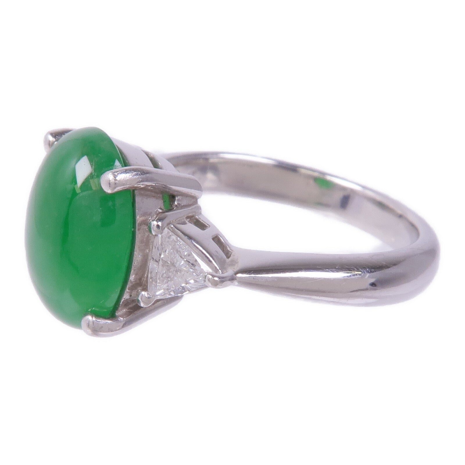 JEWELRY PT900鉑金Jade Diamond Ring翡翠/鑽石戒指US#6.75