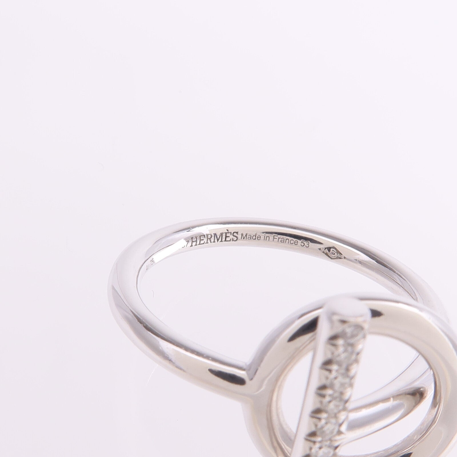 HERMES 18K白金Echappee Ring鑽石戒指Hermes#53/US#6.5