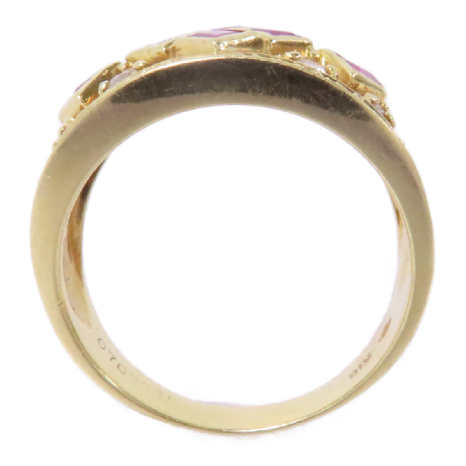 JEWELRY 【激減優惠】18K黃金Ruby Ring 0.70ct紅寶石/0.031ct鑽石戒指US#7.25